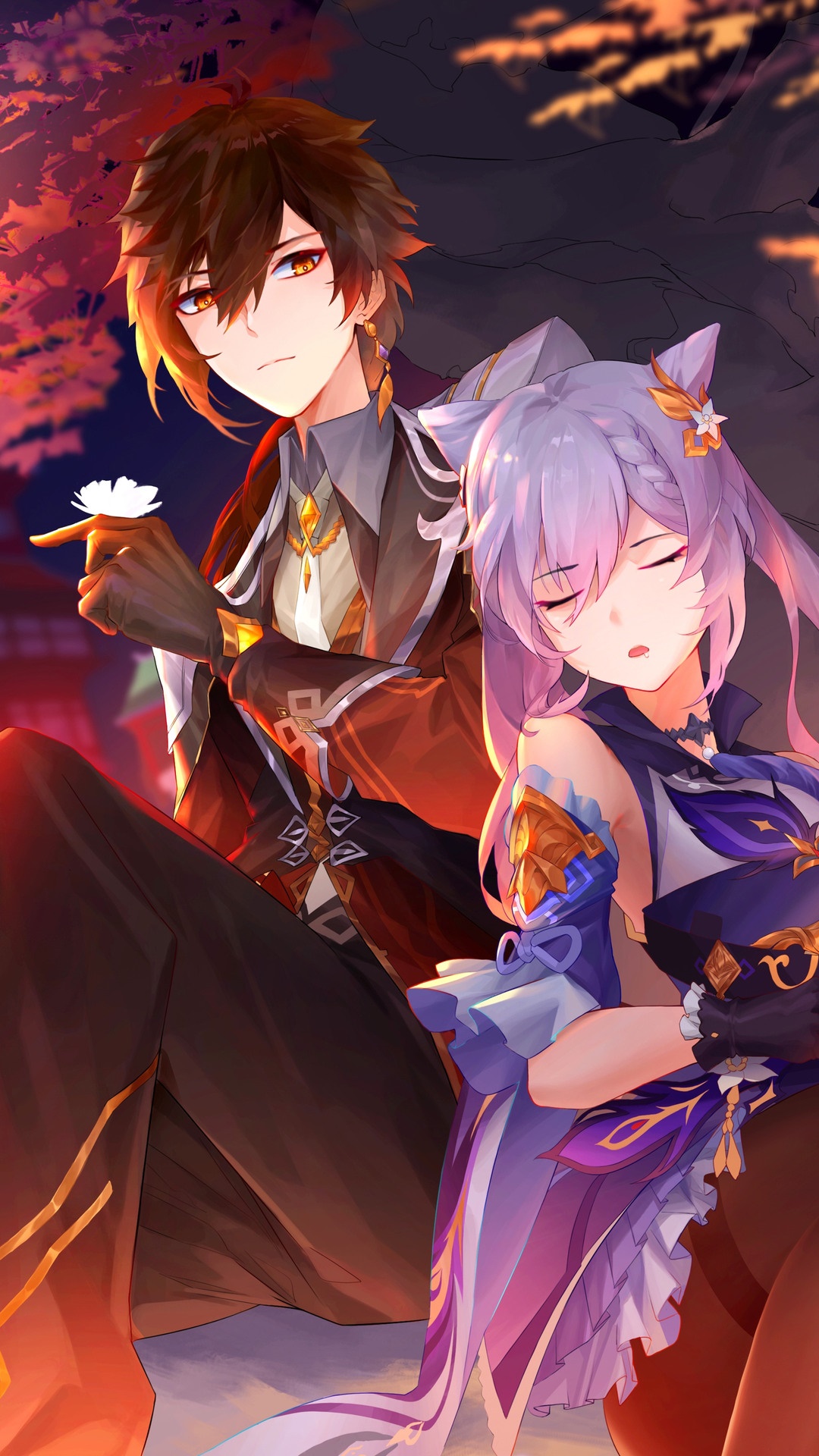 Zhongli and Keqing from Genshin Impact HD Phone Wallpaper