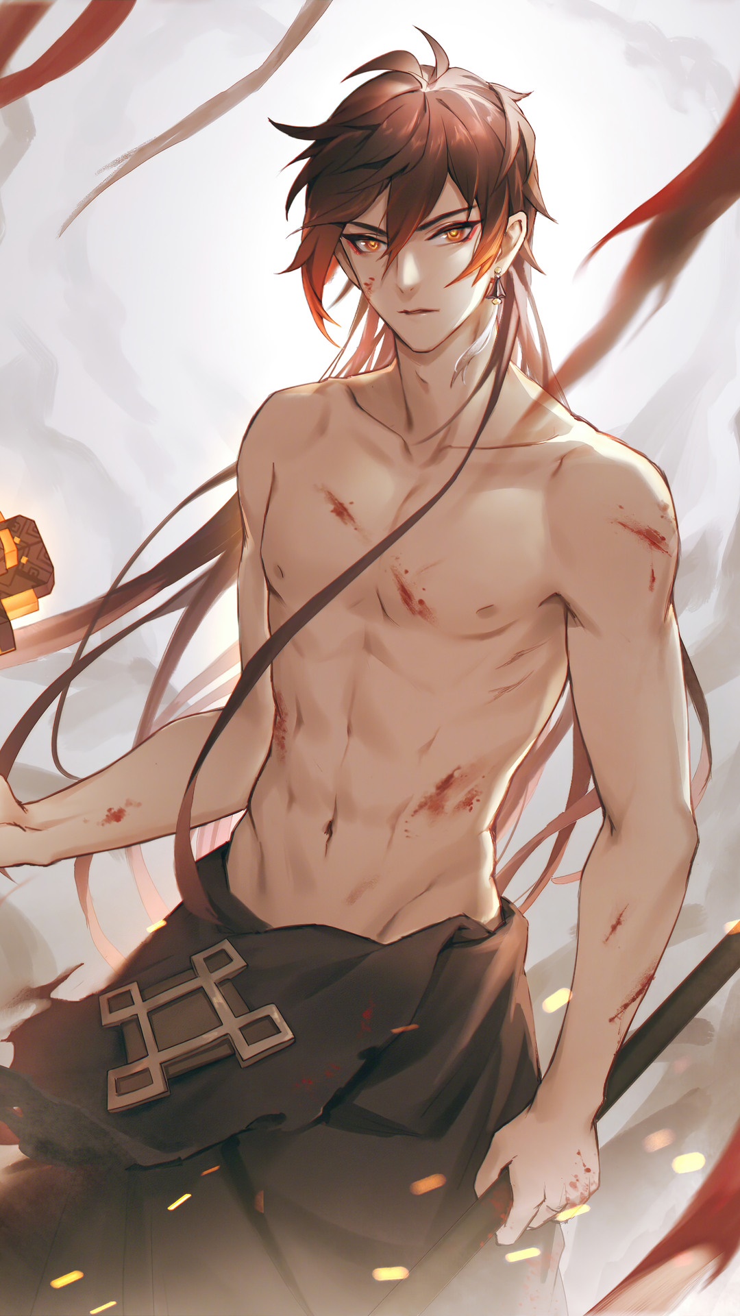 Zhongli from Genshin Impact with wounds HD Phone Wallpaper