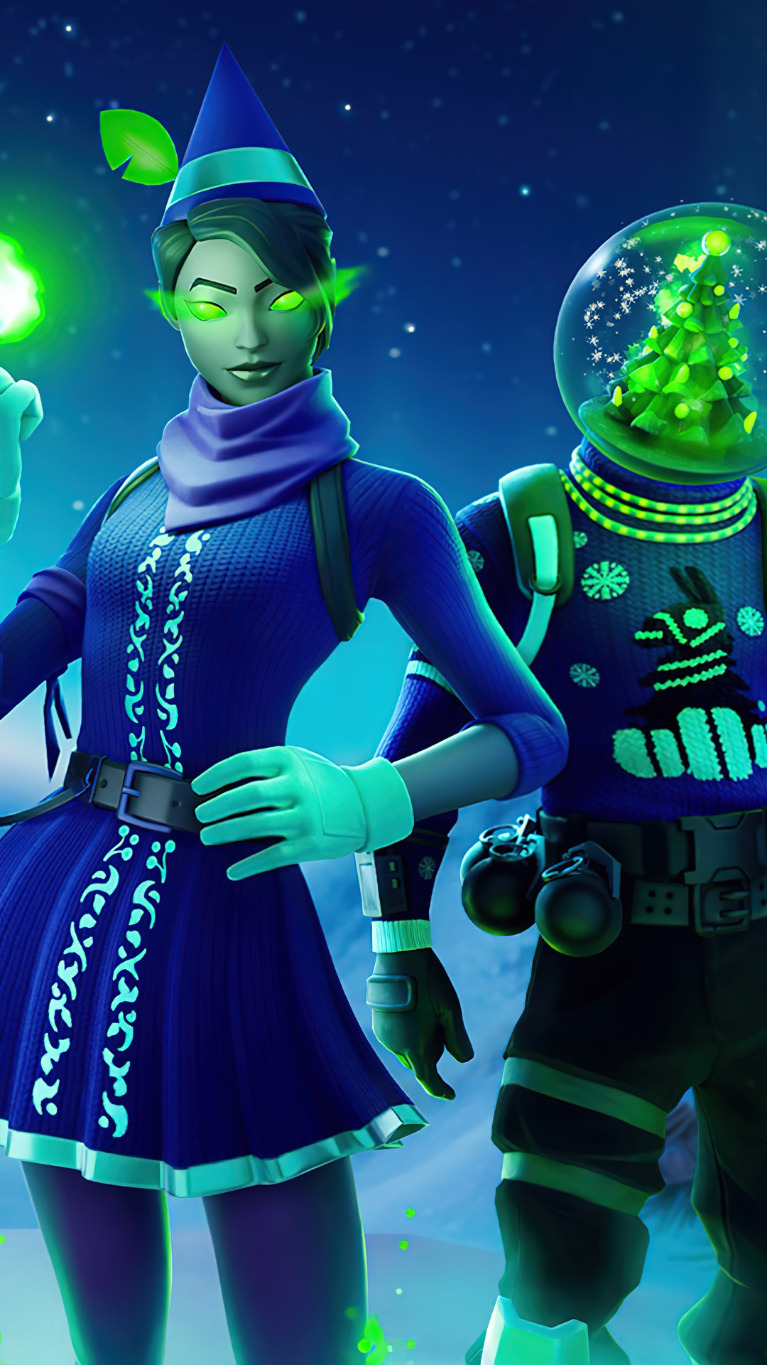 Fortnite characters in winter outfits HD Phone Wallpaper