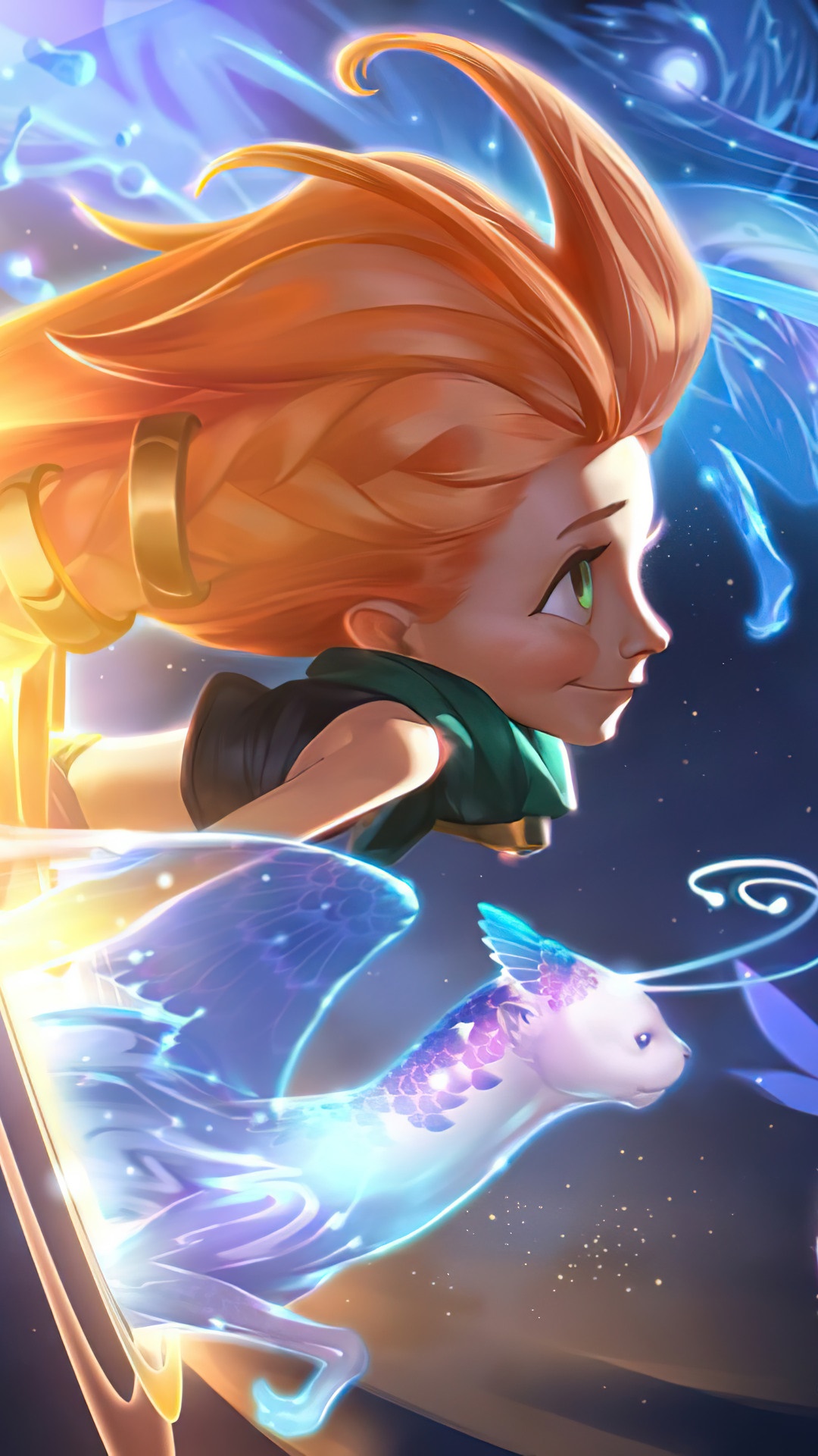Zoe from League of Legends and a magical creature HD Phone Wallpaper