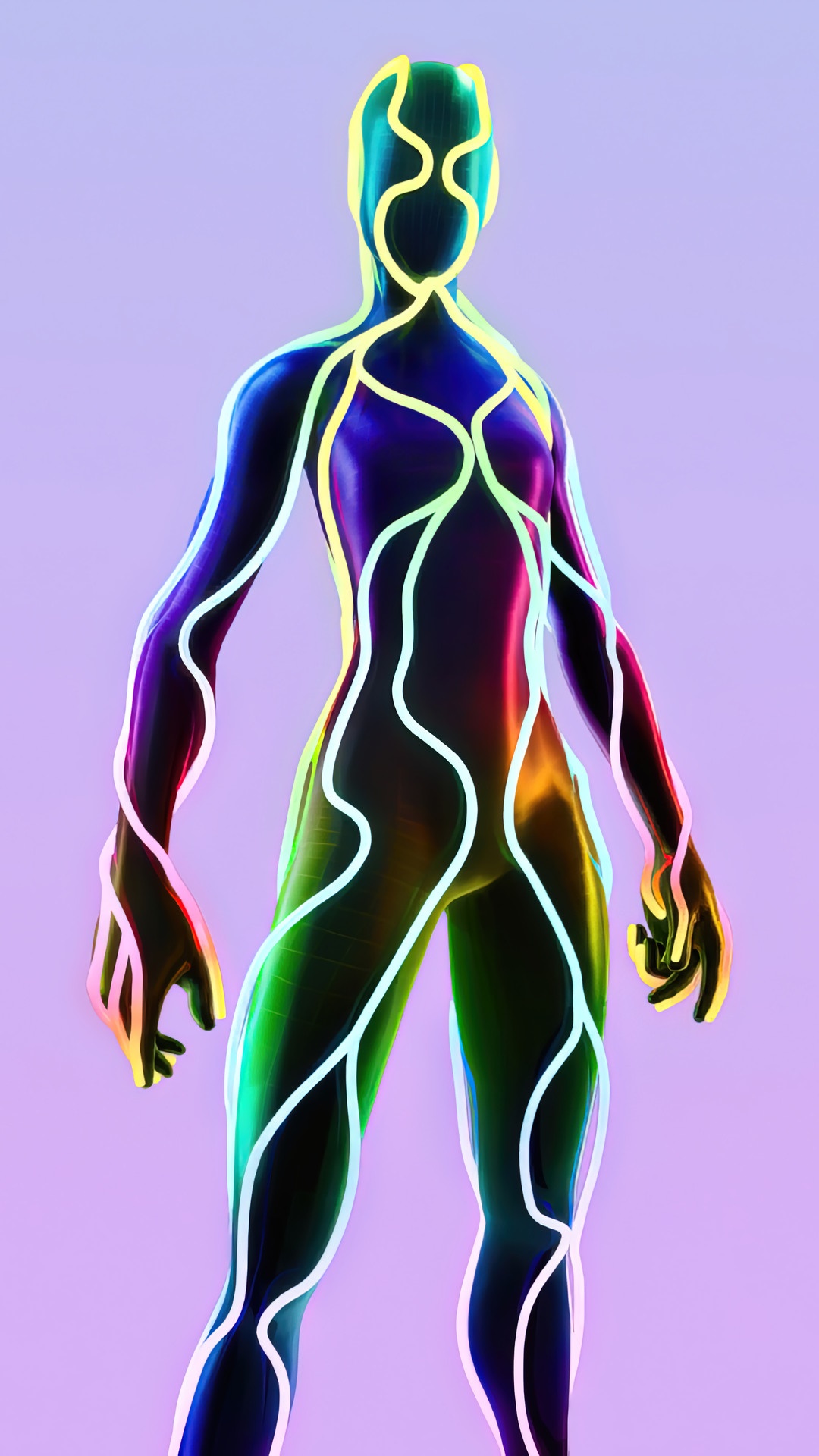 Fortnite character with glowing lines HD Phone Wallpaper