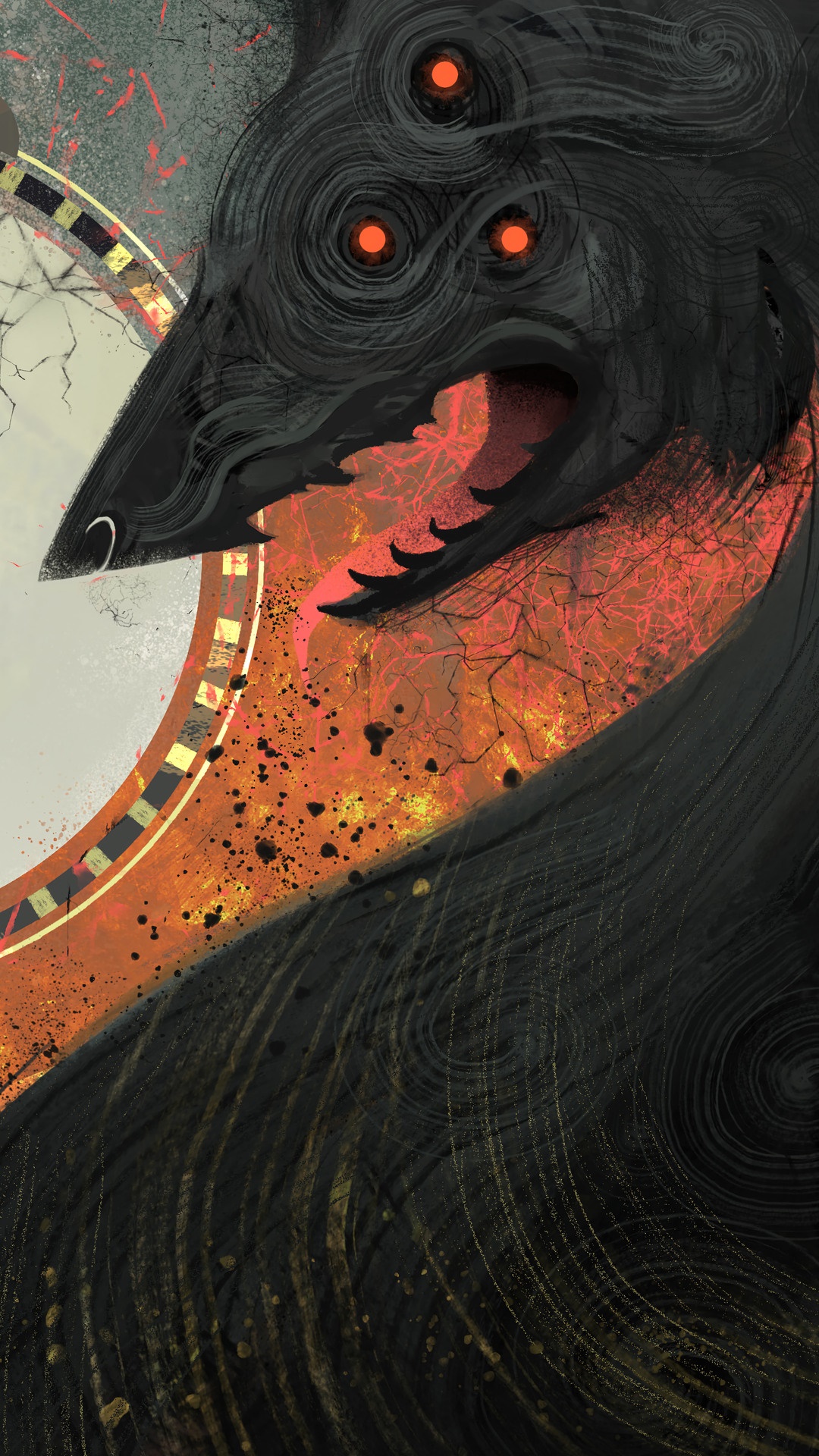 Dragon Age 4 concept art of a black wolf creature HD Phone Wallpaper