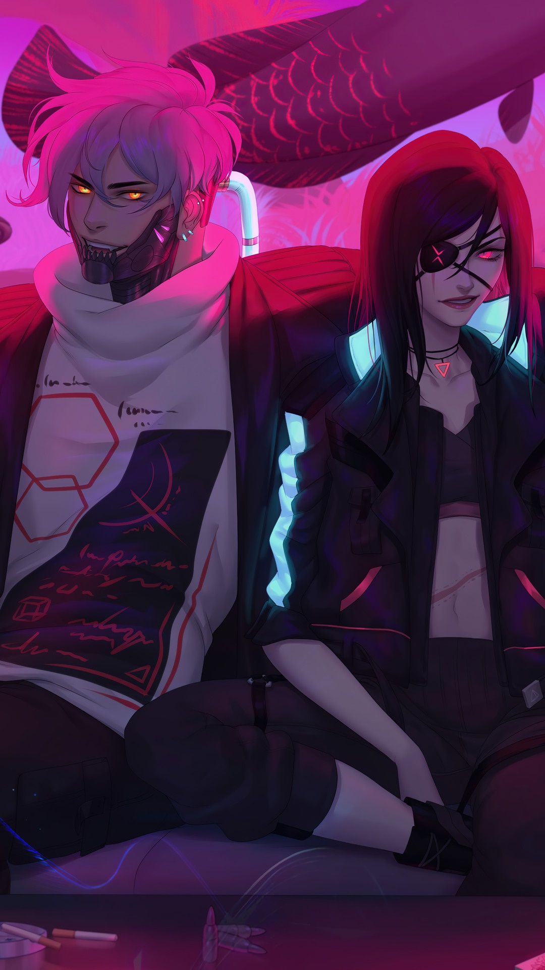 Cyberpunk 2077 characters with cybernetic enhancements HD Phone Wallpaper