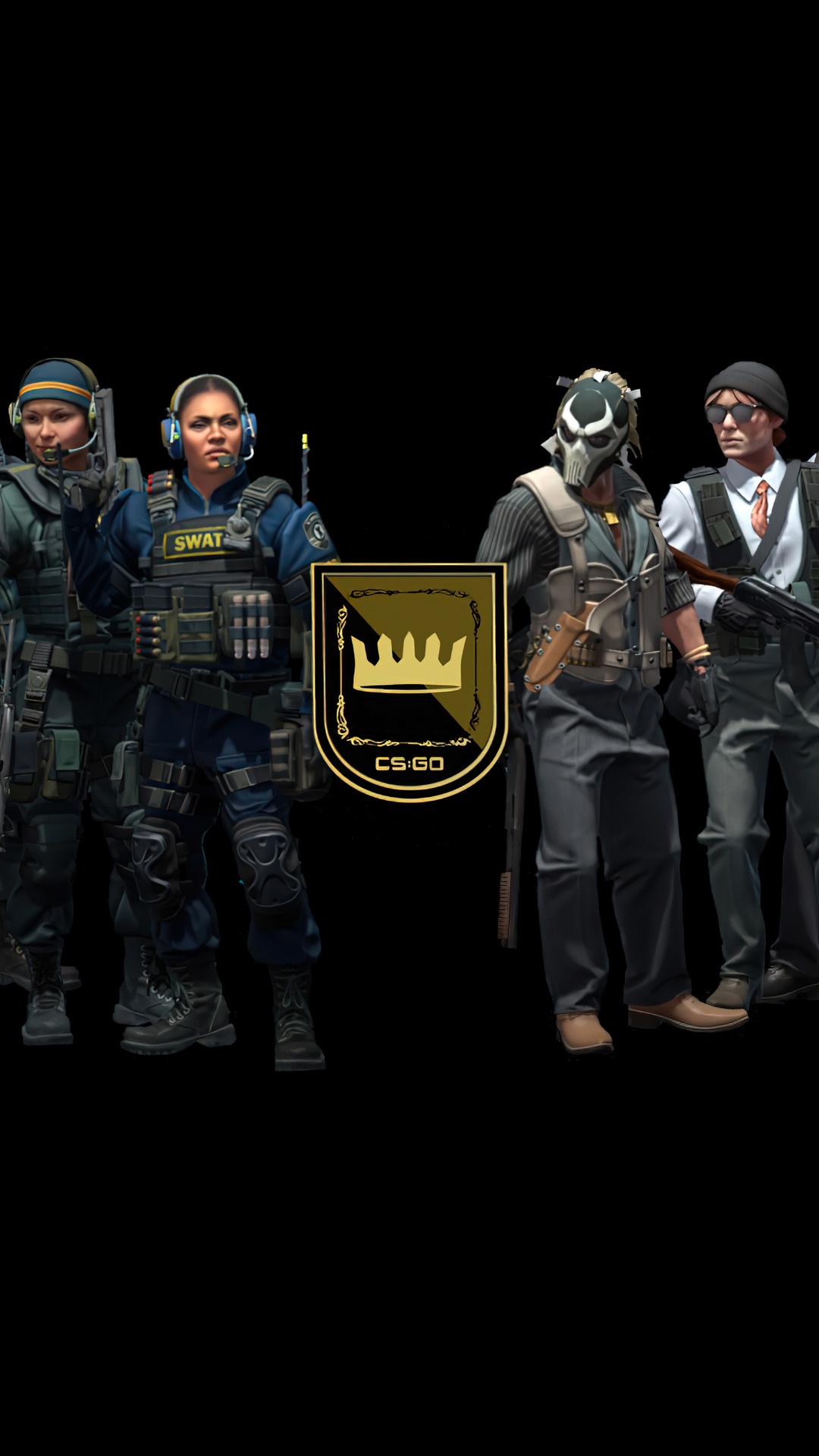 Counter-Strike: Global Offensive characters with CS: GO emblem HD Phone Wallpaper