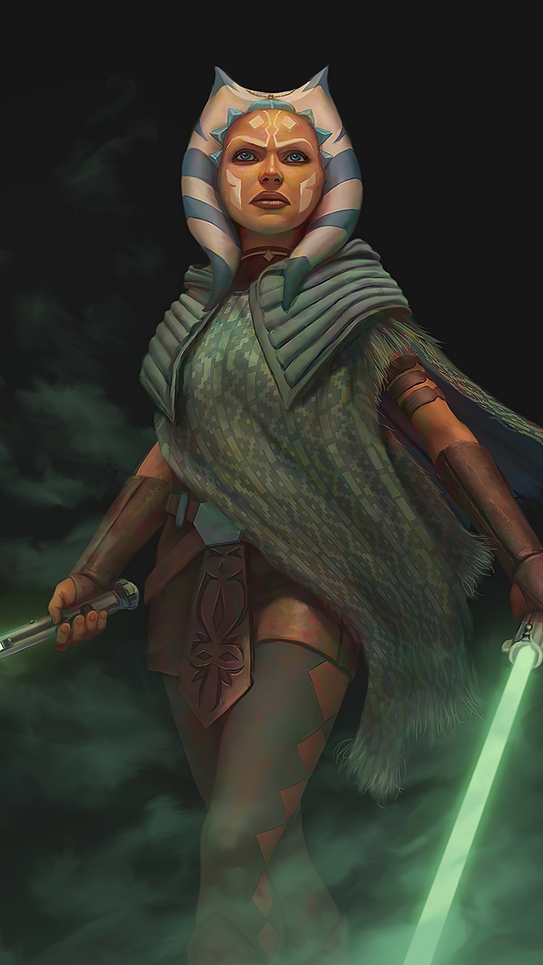 Ahsoka Tano from Star Wars holding two lightsabers HD Phone Wallpaper