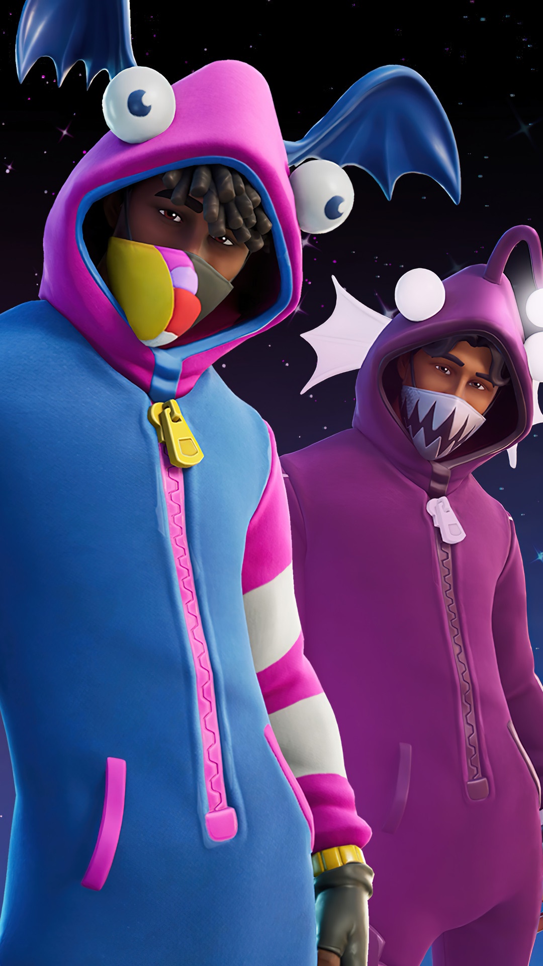 Fortnite characters in monster onesies HD Phone Wallpaper