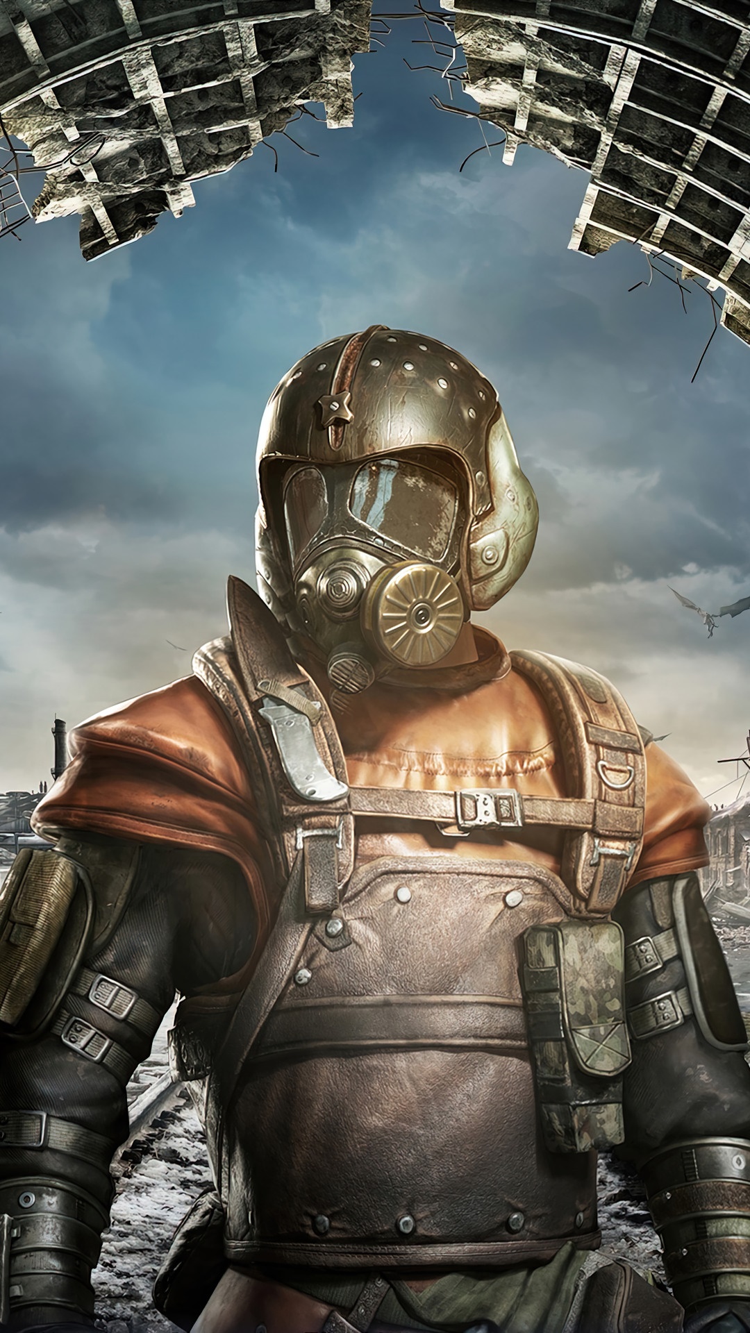 Man in gas mask and helmet from Metro Exodus HD Phone Wallpaper