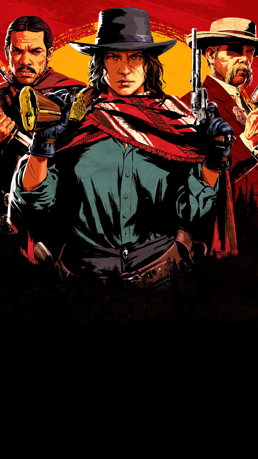 Red Dead Online characters with guns HD Phone Wallpaper