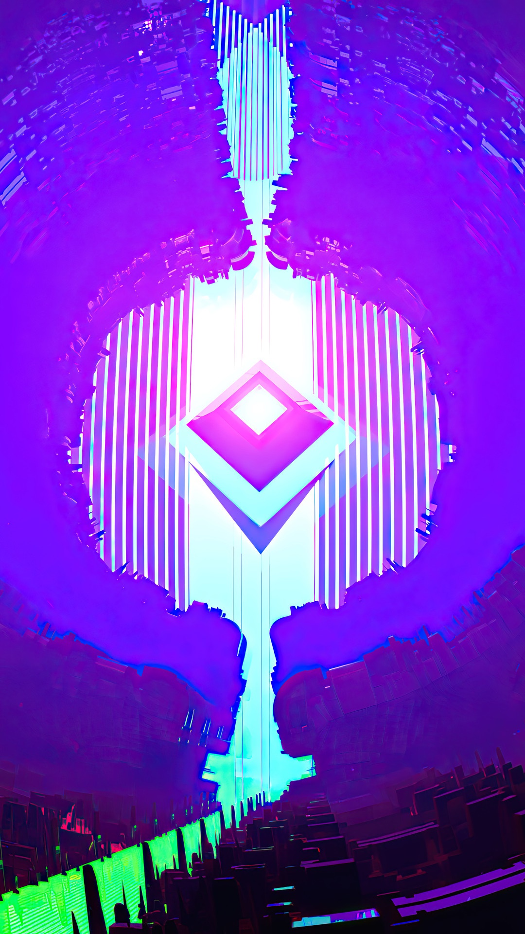 Abstract digital art with purple and blue geometric shapes HD Phone Wallpaper