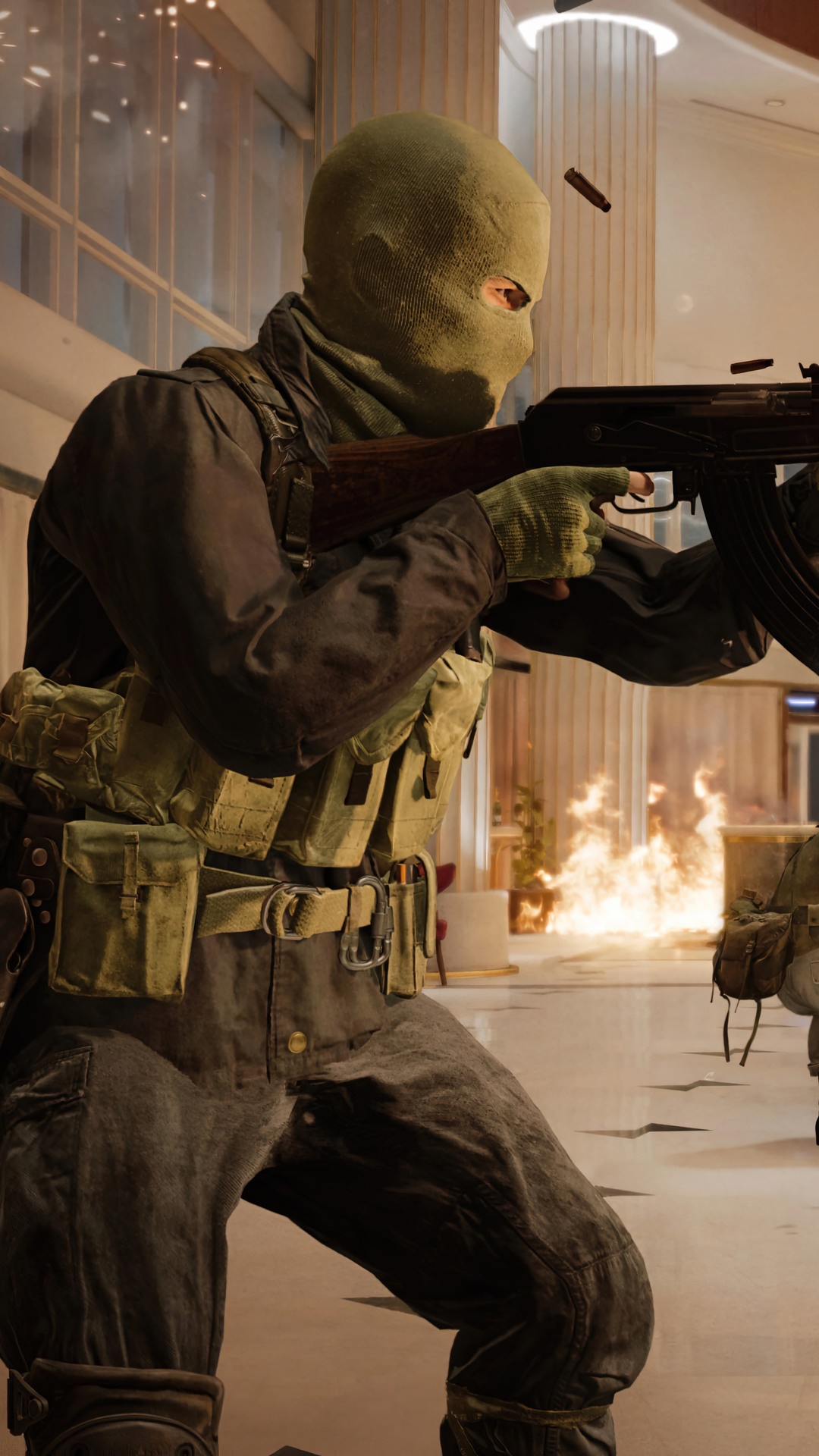 Soldier in Call of Duty Black Ops Cold War firing a rifle HD Phone Wallpaper