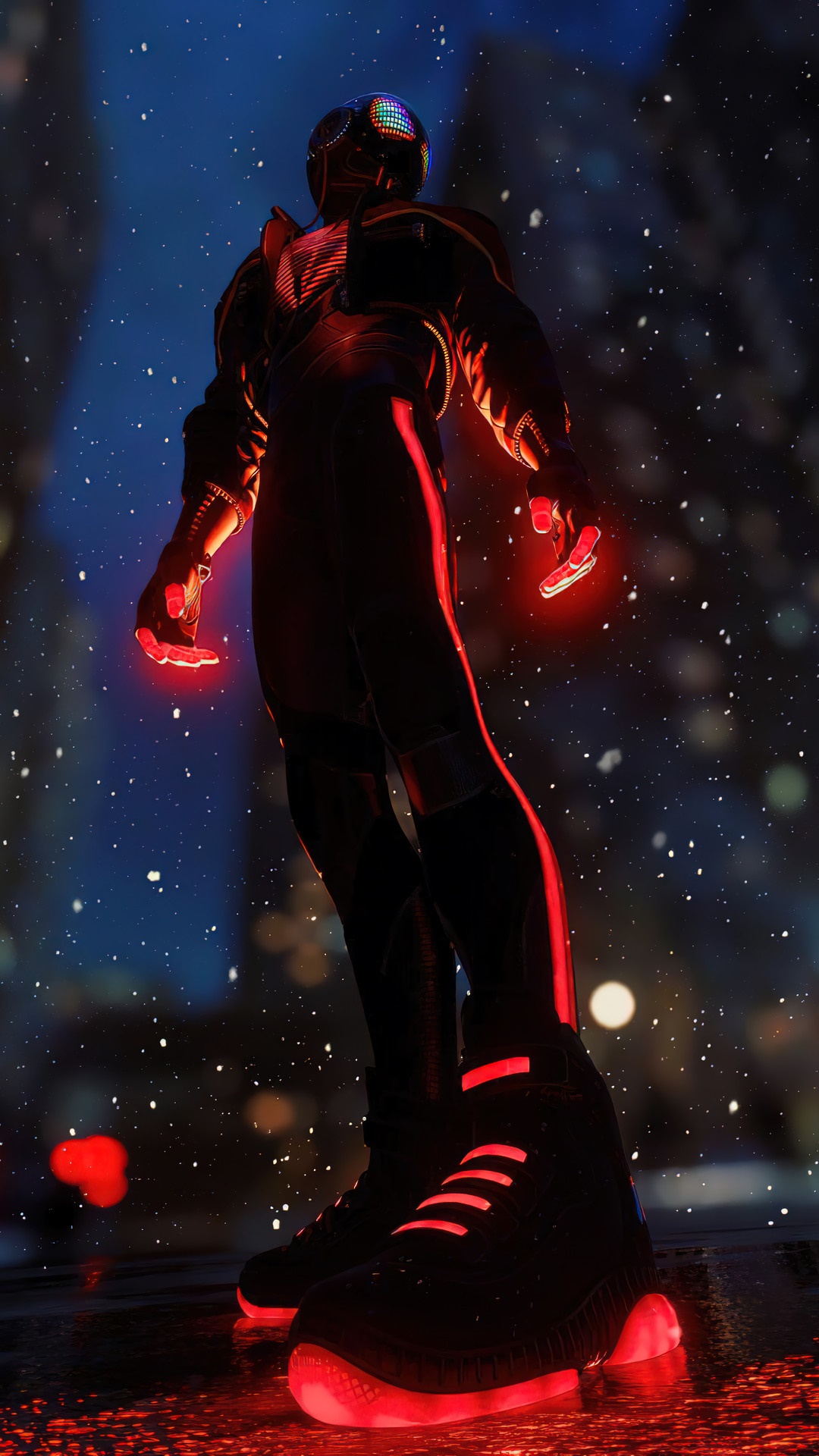 Spider-Man Miles Morales in Night City HD Phone Wallpaper