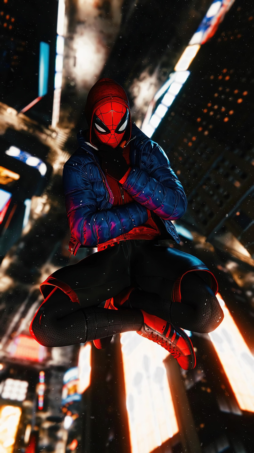 Miles Morales from Marvel's Spider-Man in a city HD Phone Wallpaper