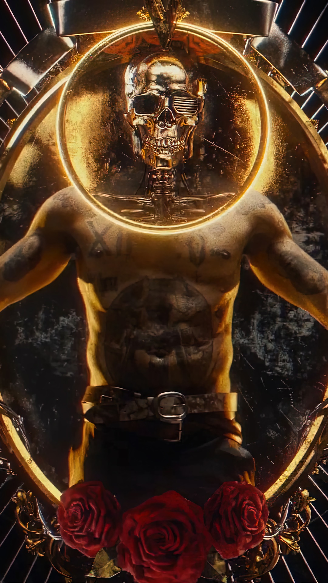 Cyberpunk 2077 Skull with Tattoos HD Phone Wallpaper