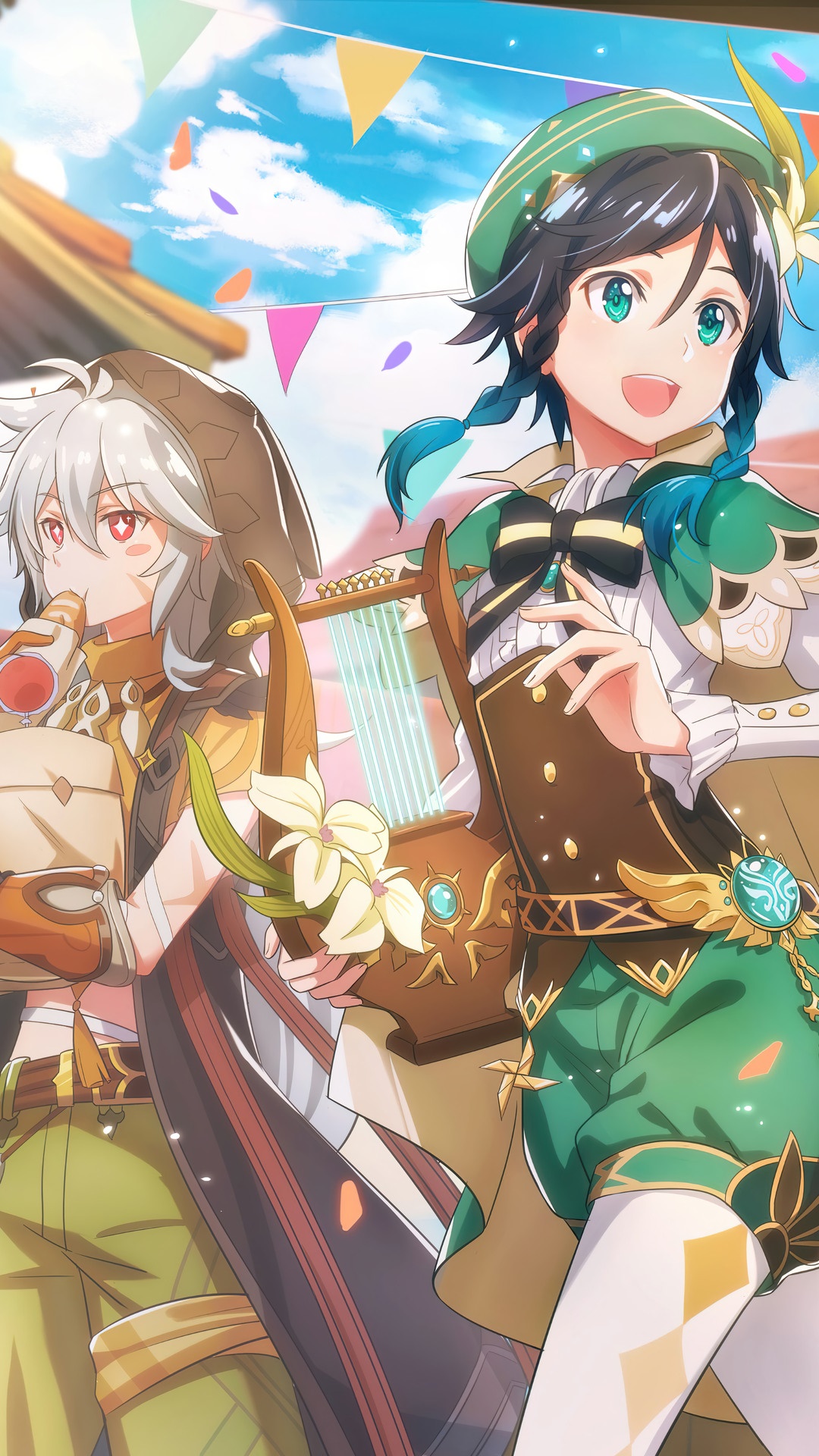 Venti and Razor from Genshin Impact HD Phone Wallpaper