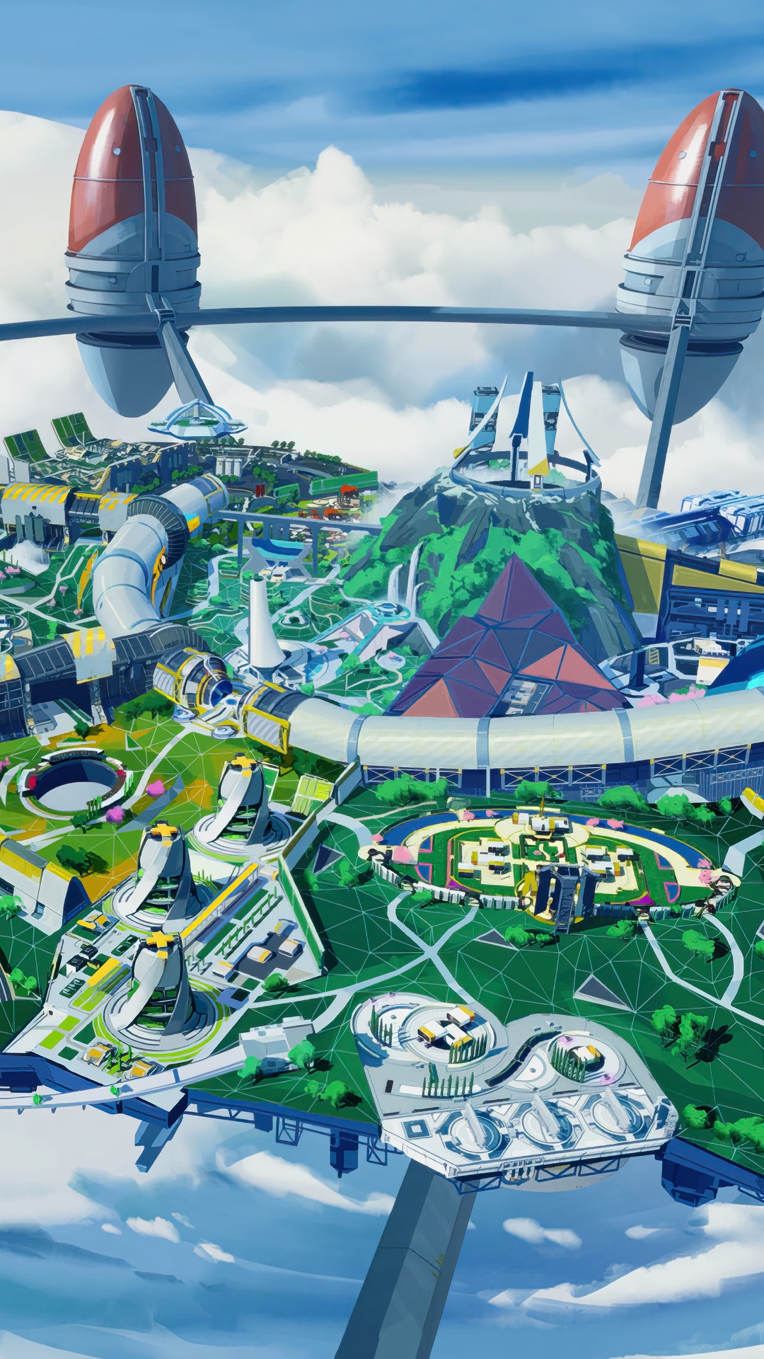 Futuristic city in the clouds HD Phone Wallpaper