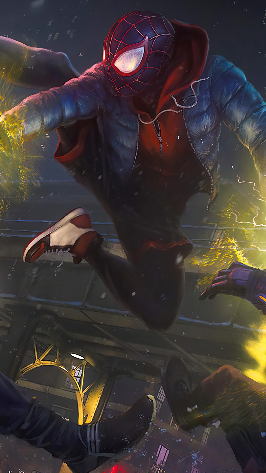 Spider-Man (Miles Morales) in action HD Phone Wallpaper