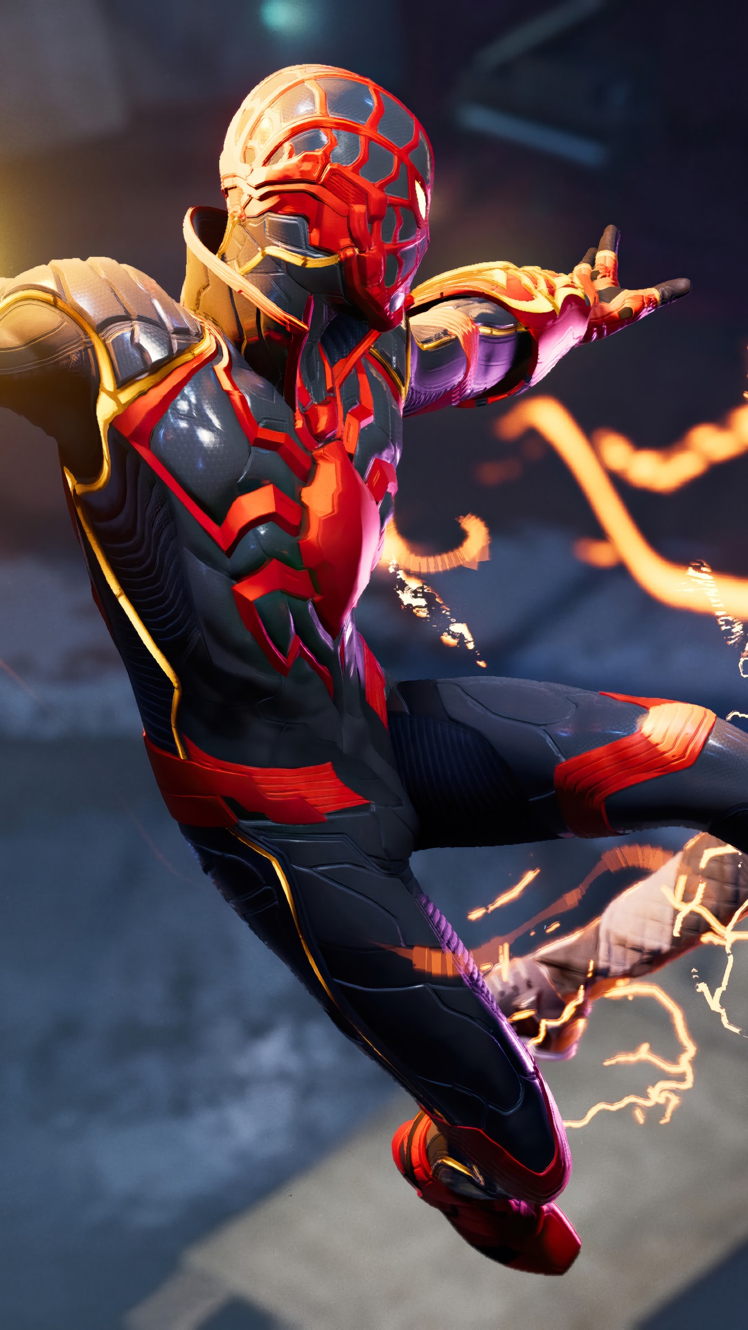 Miles Morales from Marvel's Spider-Man in a futuristic suit HD Phone Wallpaper