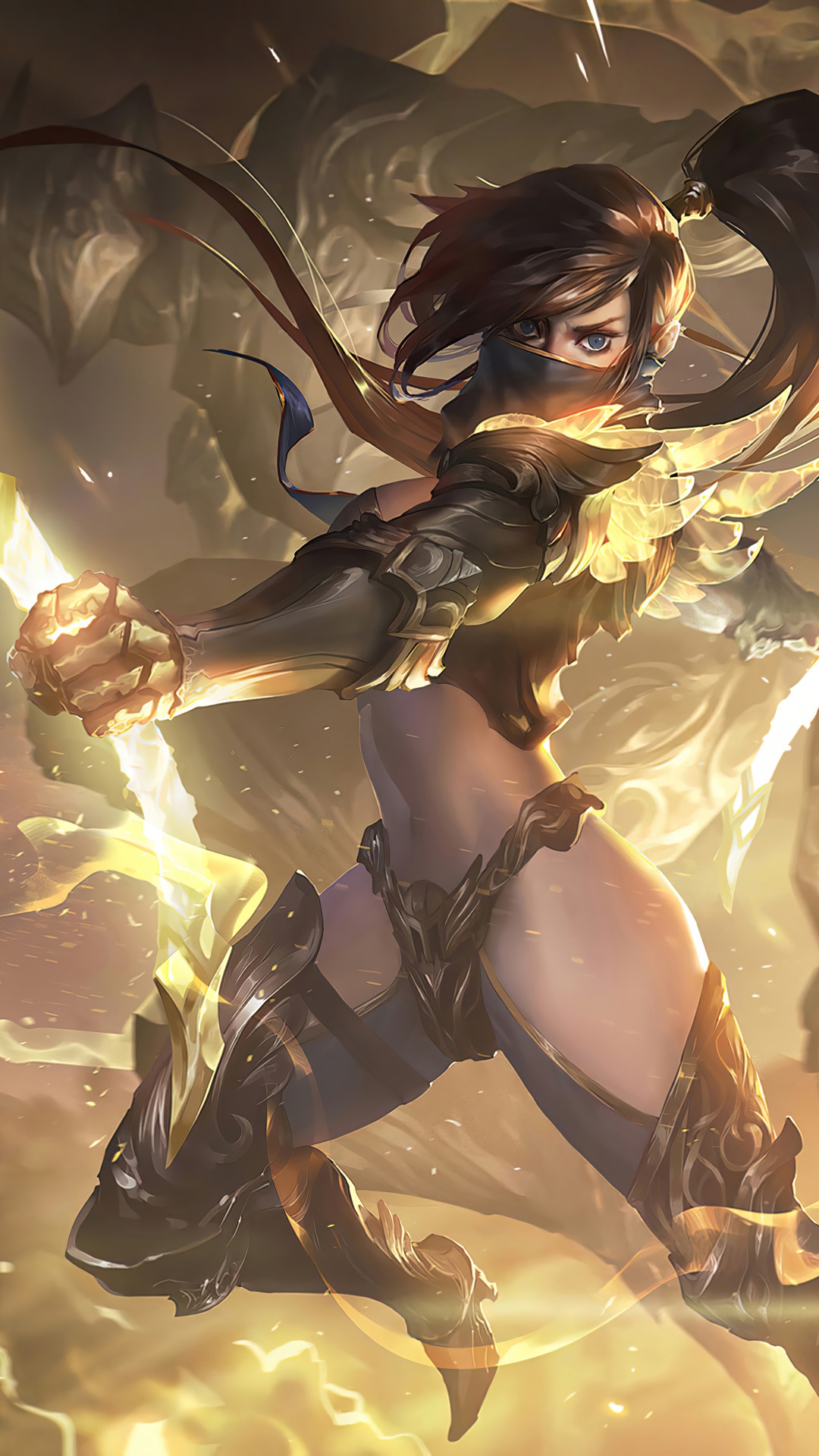 Akali from League of Legends in Armor HD Phone Wallpaper