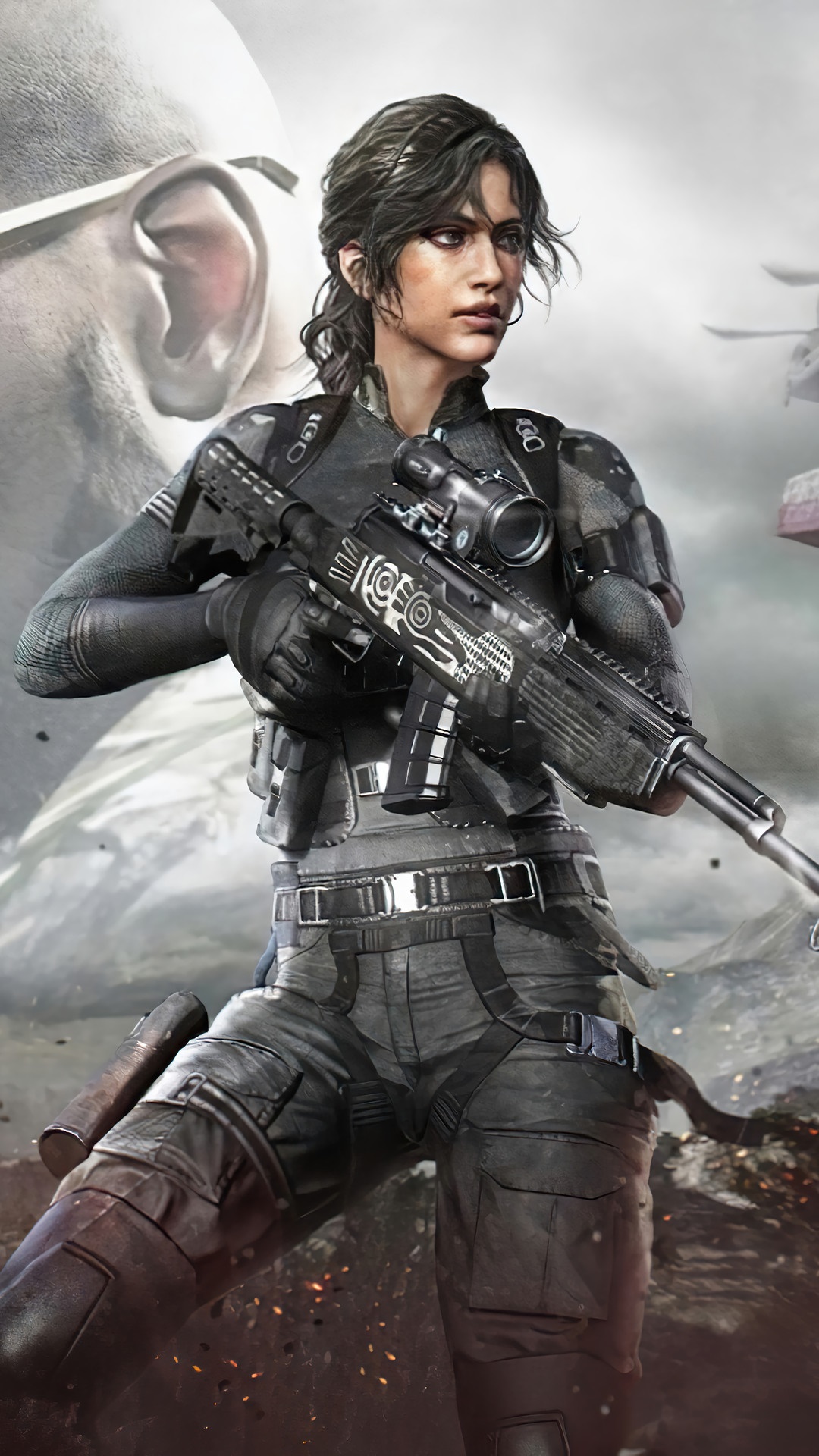 Woman with rifle from PUBG HD Phone Wallpaper