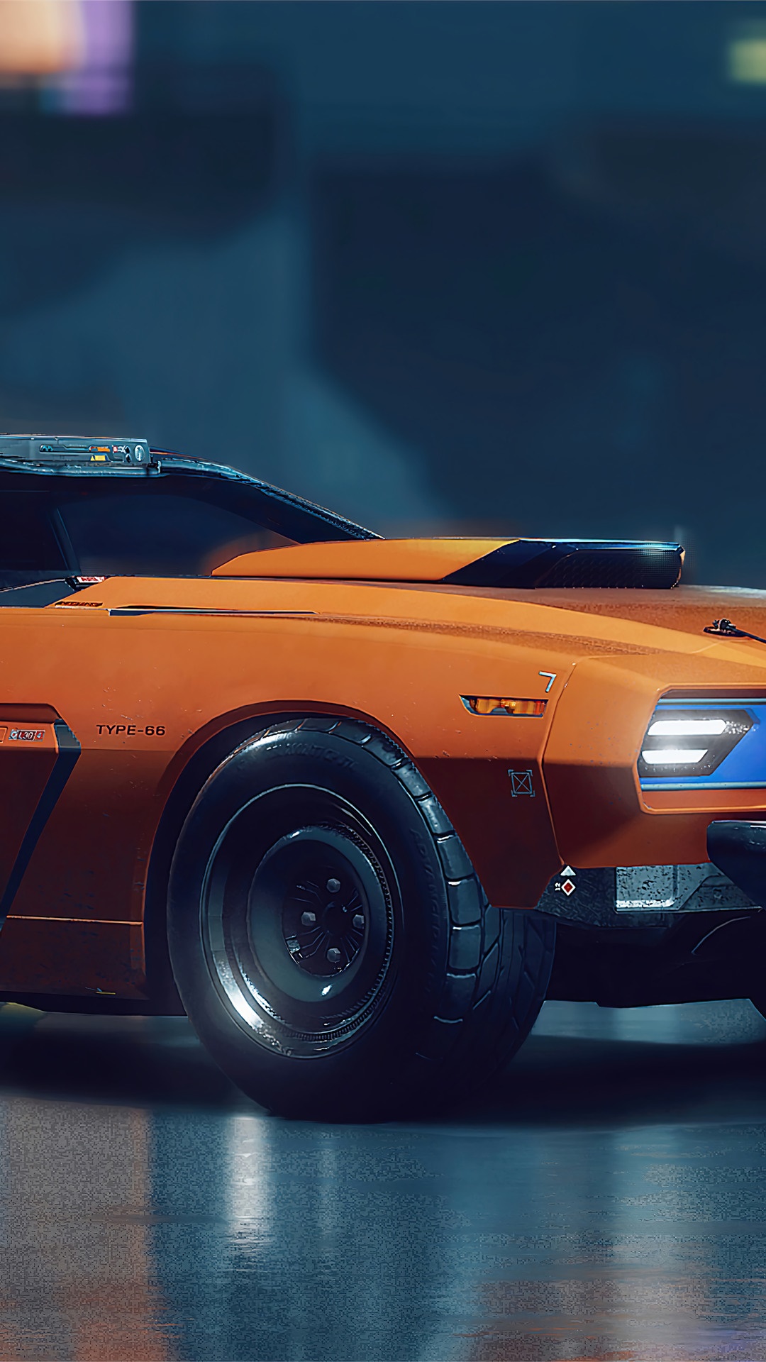 Orange Sports Car from Cyberpunk 2077 HD Phone Wallpaper