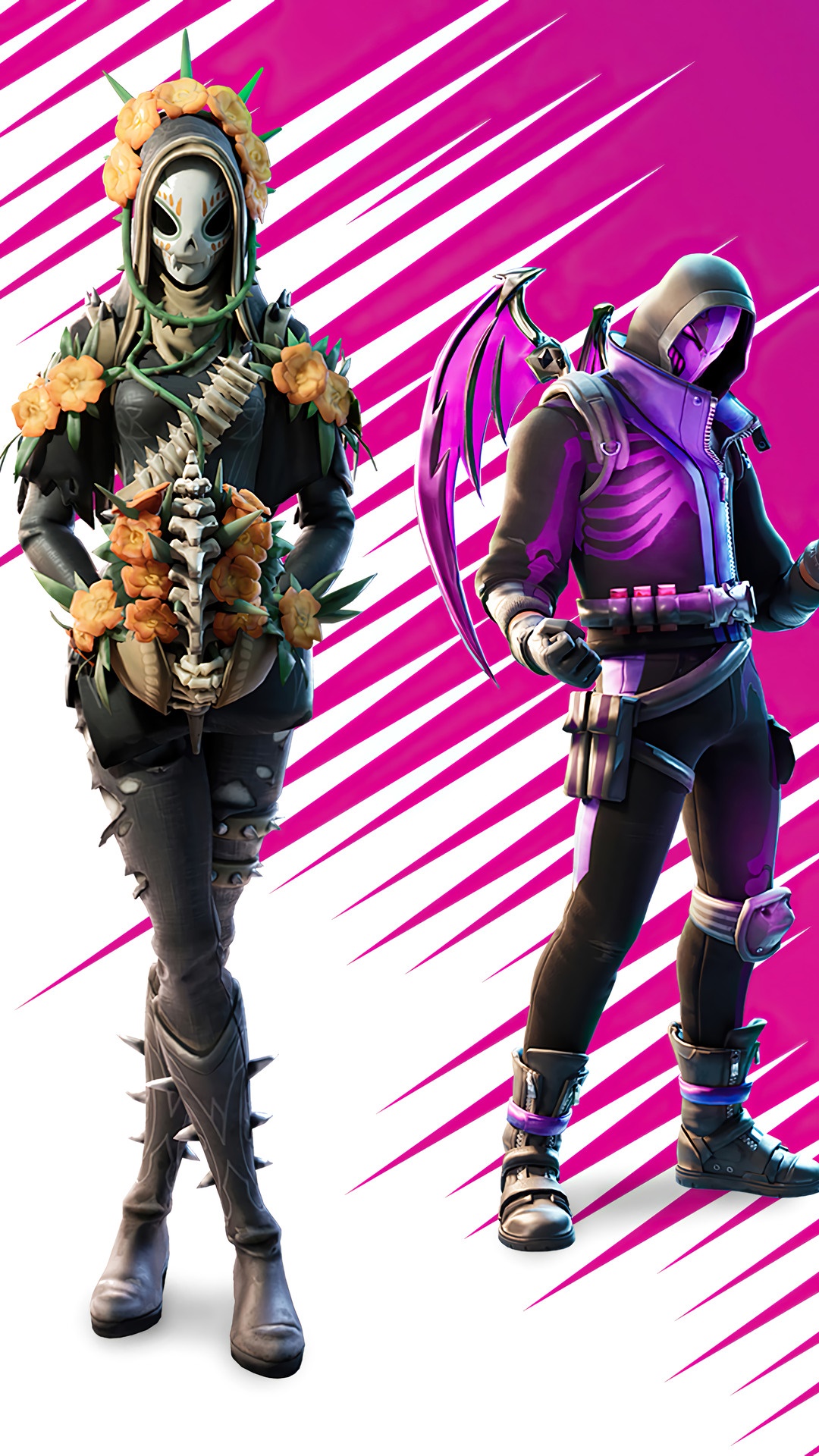 Fortnite characters with skeleton motifs HD Phone Wallpaper