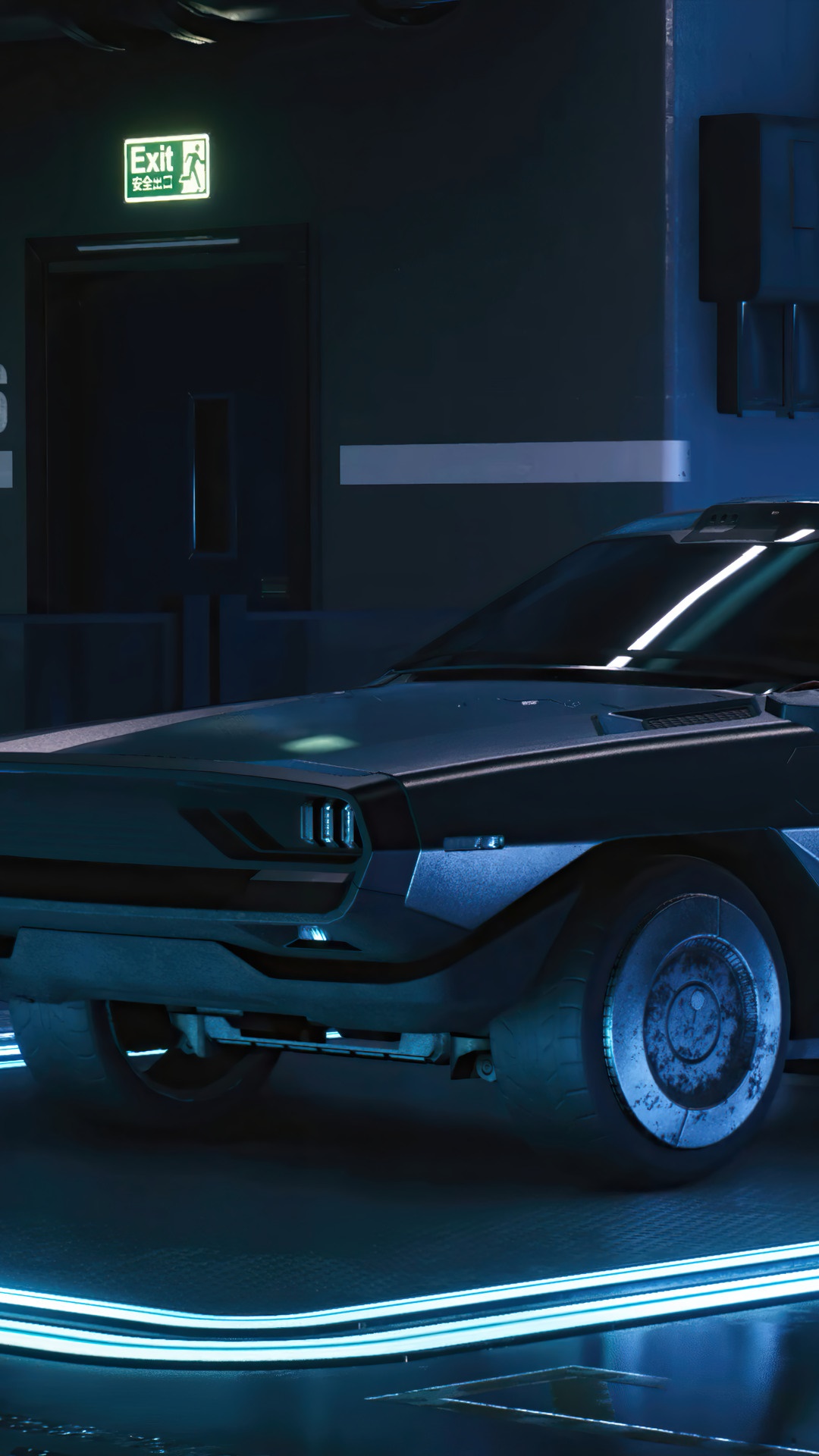 Cyberpunk 2077 car with neon lights HD Phone Wallpaper