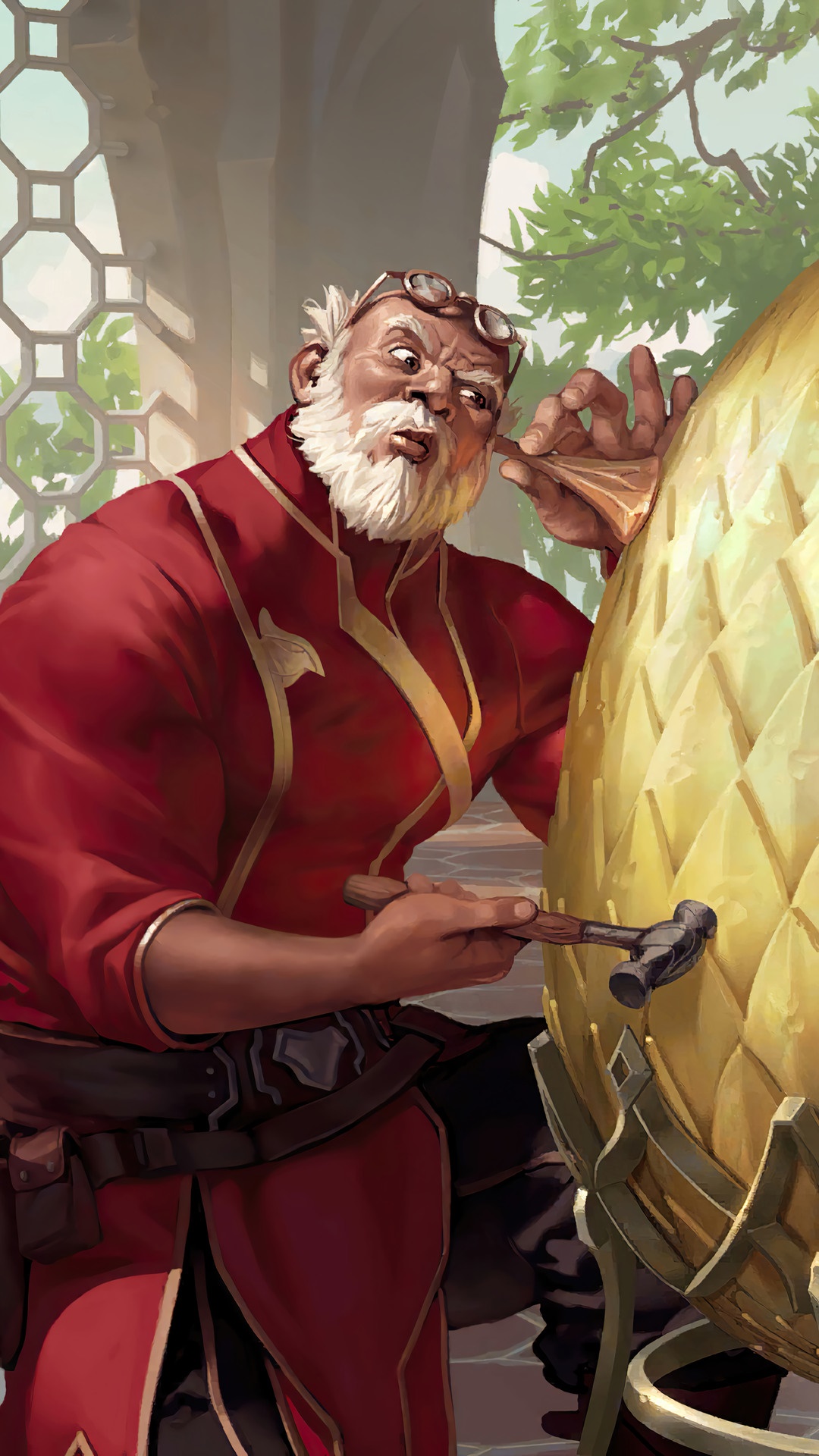 Heimerdinger from Legends of Runeterra crafting a golden egg HD Phone Wallpaper