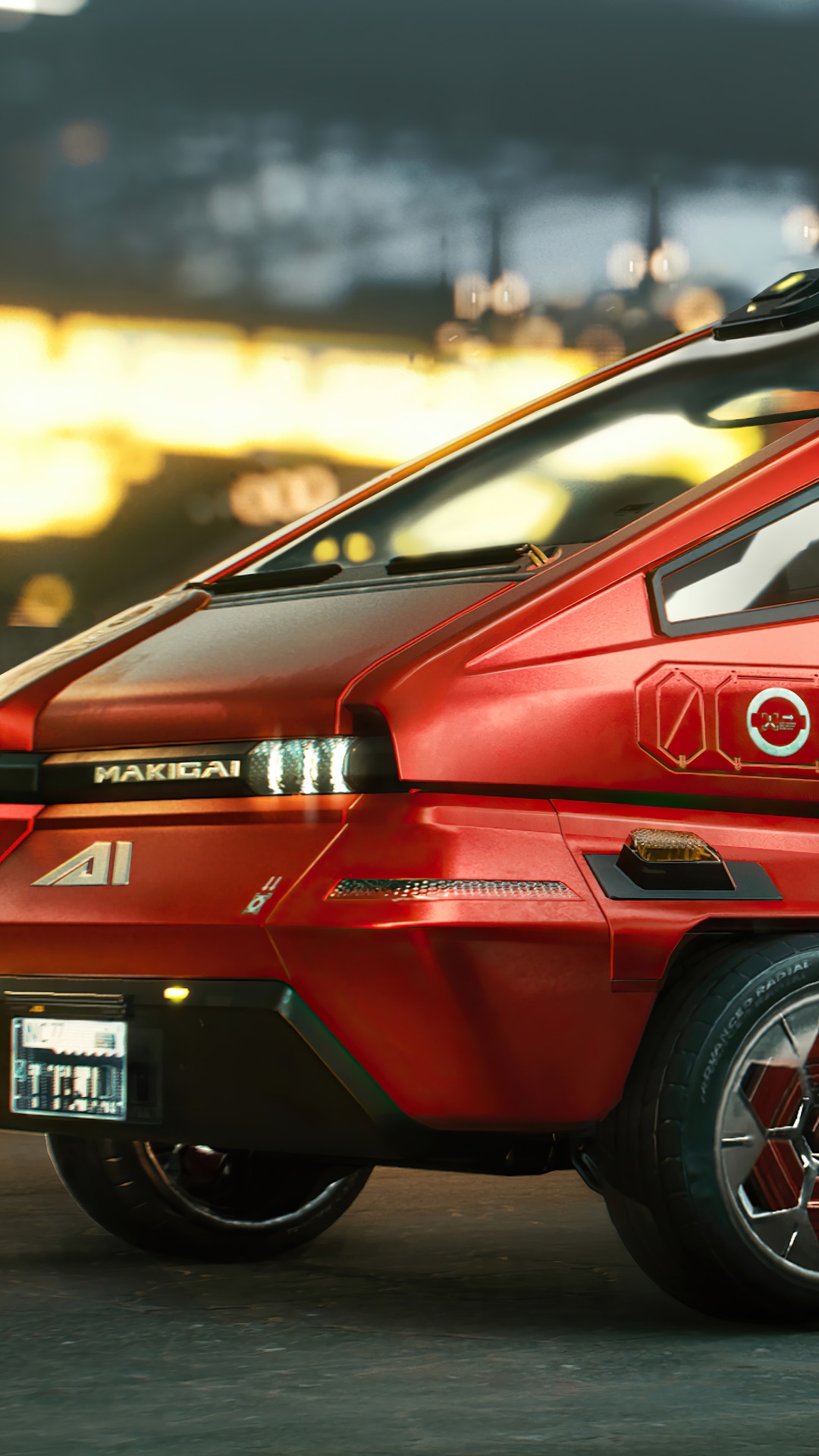 Red Makigai Car from Cyberpunk 2077 HD Phone Wallpaper