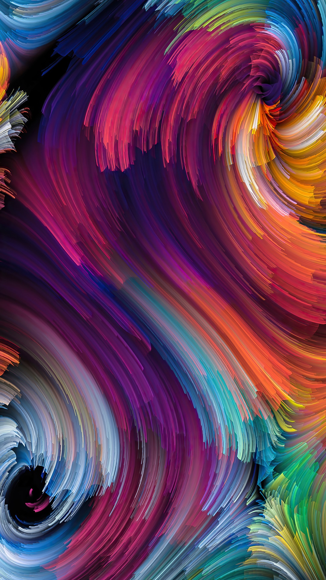 Abstract colorful paint swirl digital art HD Phone Wallpaper