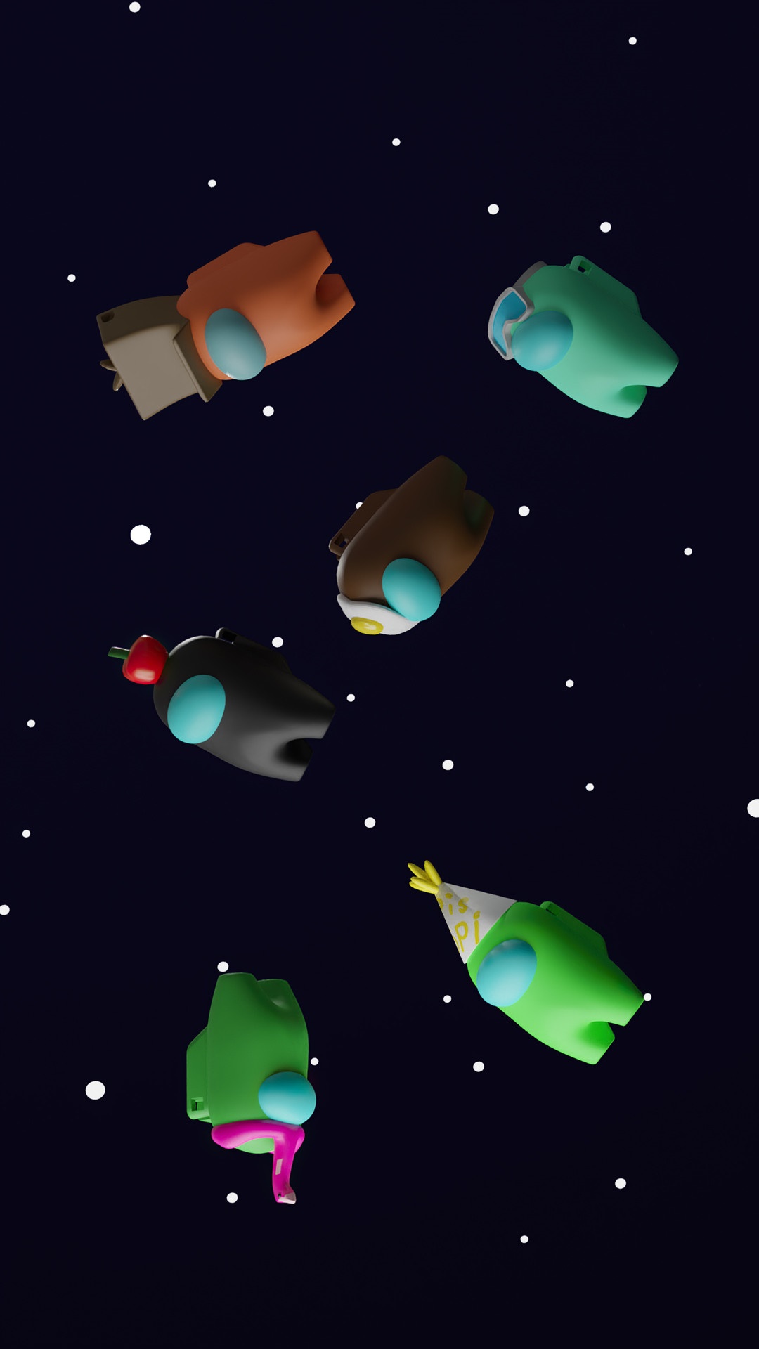 Among Us characters floating in space HD Phone Wallpaper