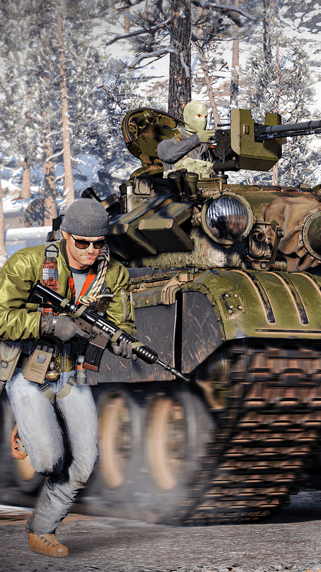 Soldier running with a tank in Call of Duty Black Ops Cold War HD Phone Wallpaper