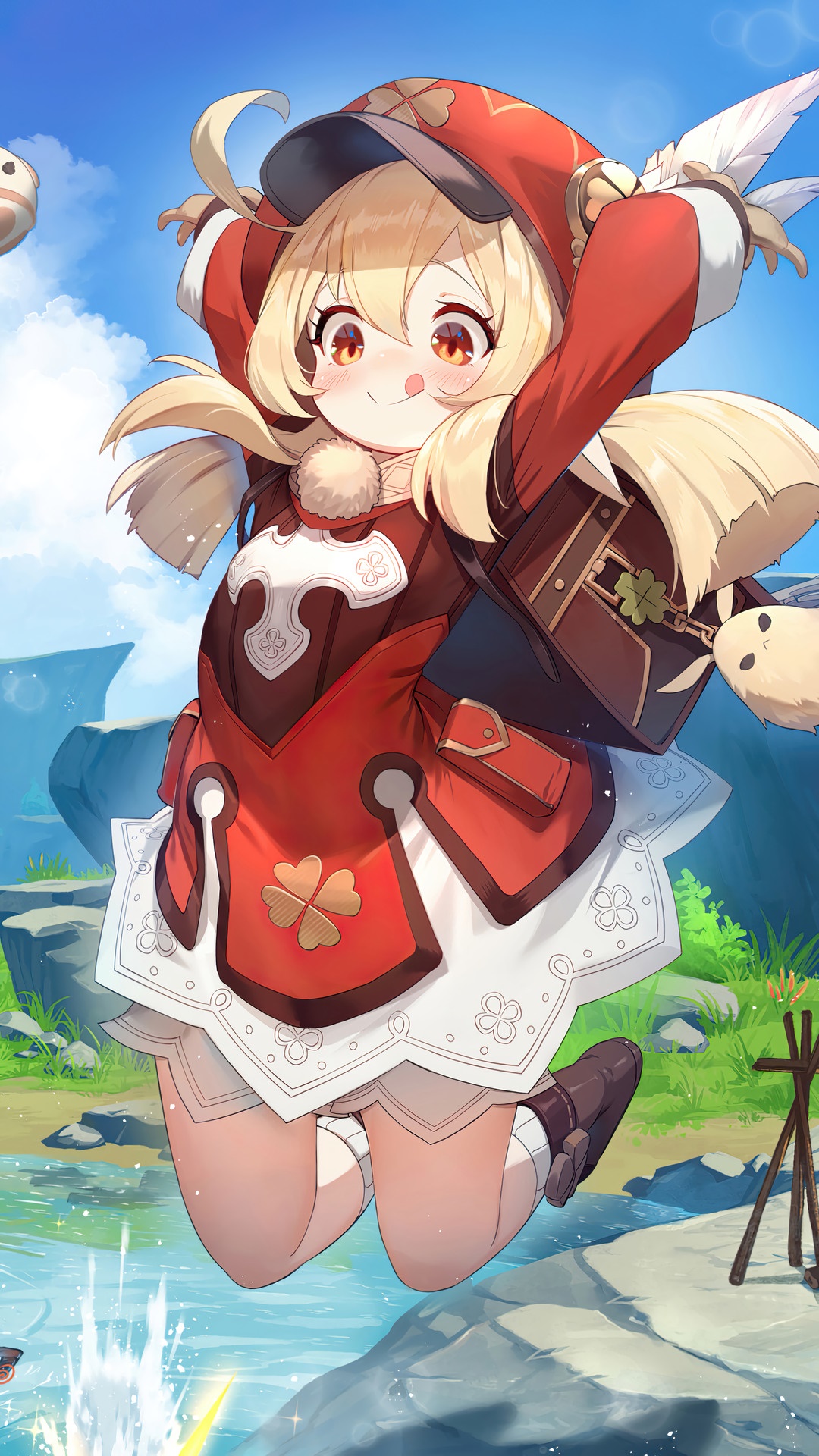 Klee from Genshin Impact jumping HD Phone Wallpaper