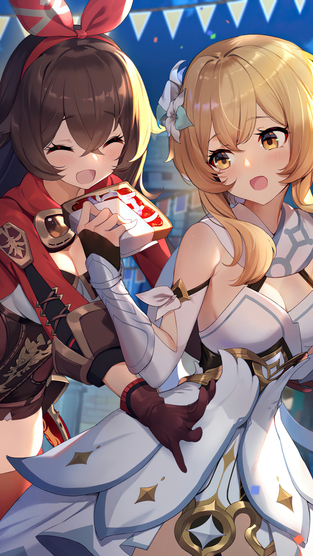 Amber and Lumine from Genshin Impact HD Phone Wallpaper