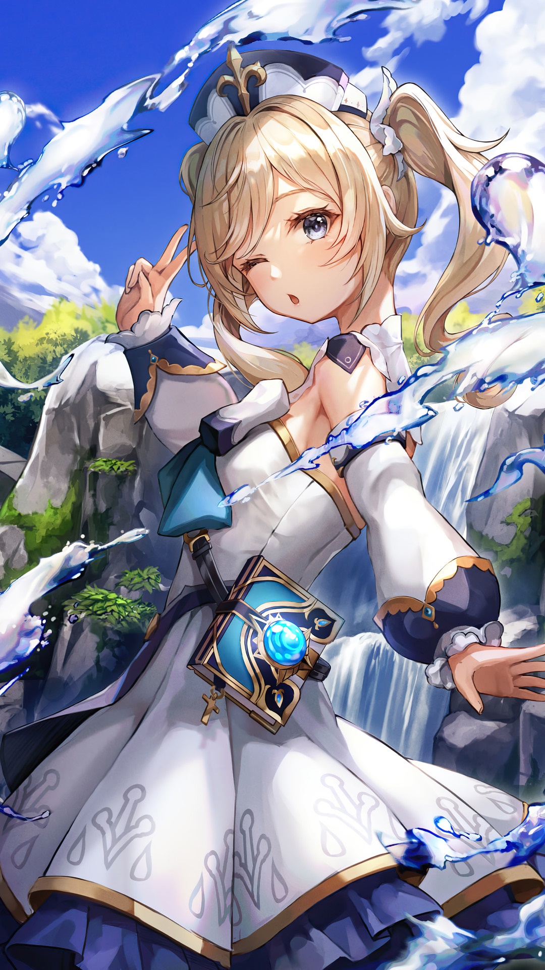 Barbara from Genshin Impact with water HD Phone Wallpaper