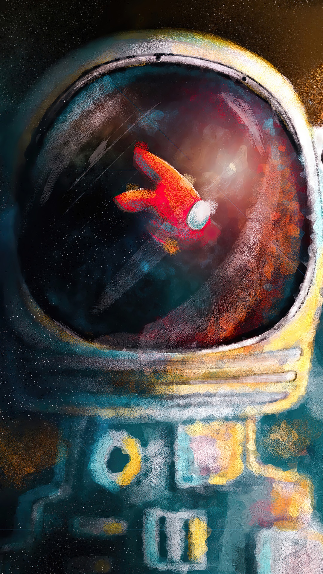Red Among Us character in astronaut suit HD Phone Wallpaper