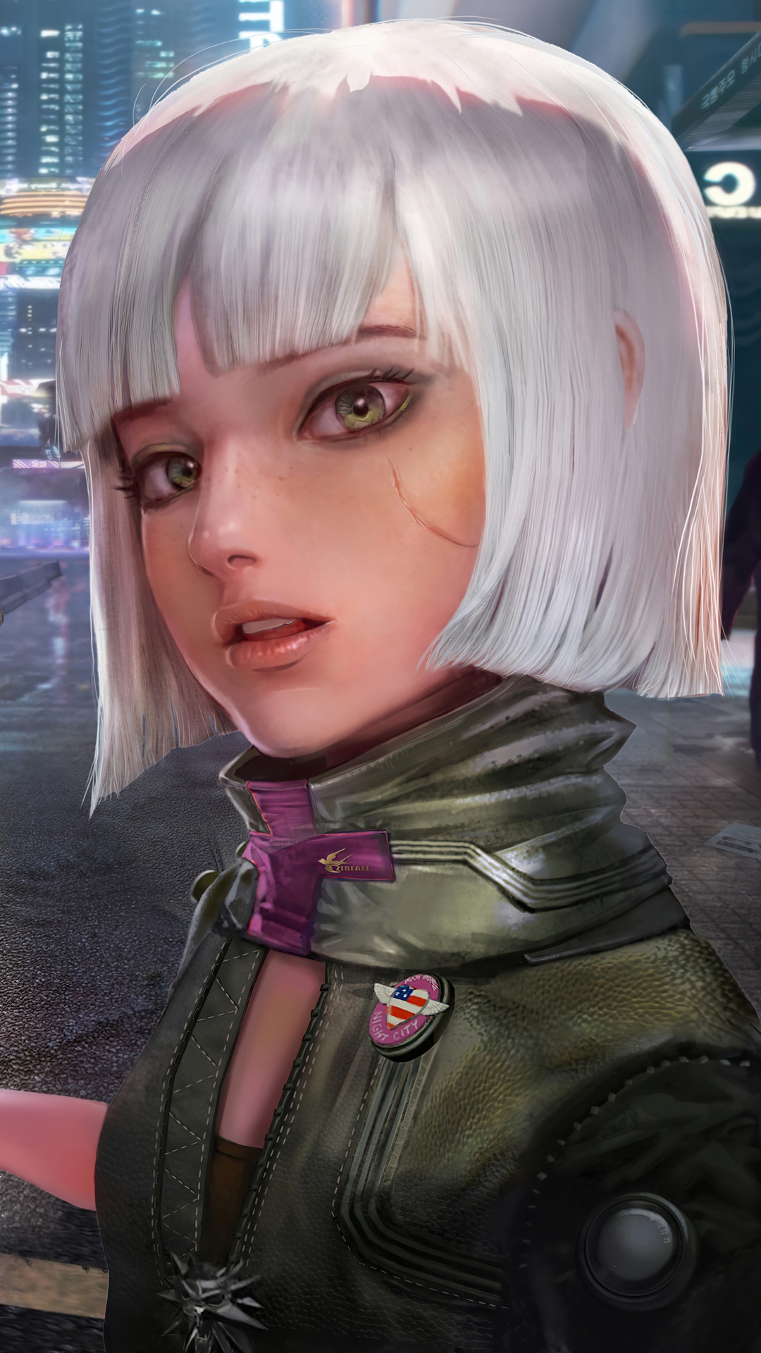 Female character from Cyberpunk 2077 HD Phone Wallpaper