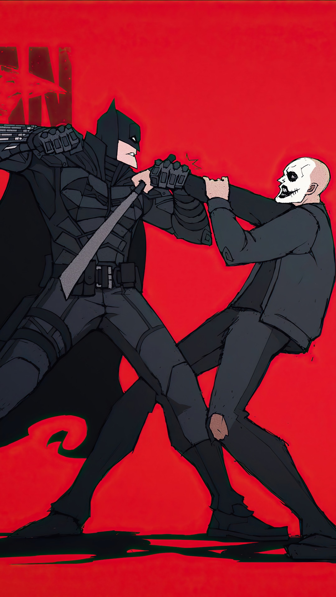 Batman from The Batman (2022) fighting a villain HD Phone Wallpaper