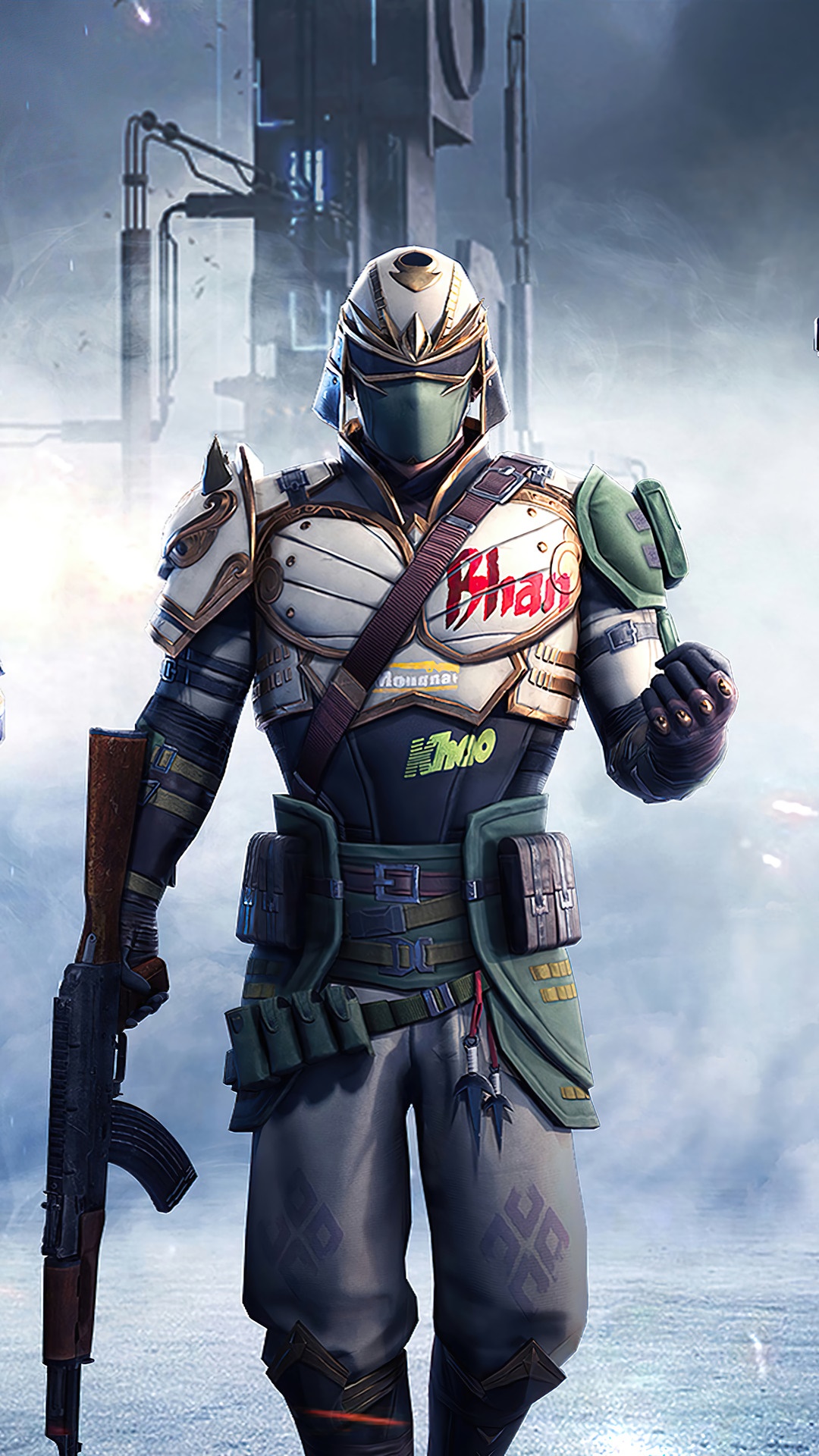 Character from PUBG Mobile with rifle HD Phone Wallpaper