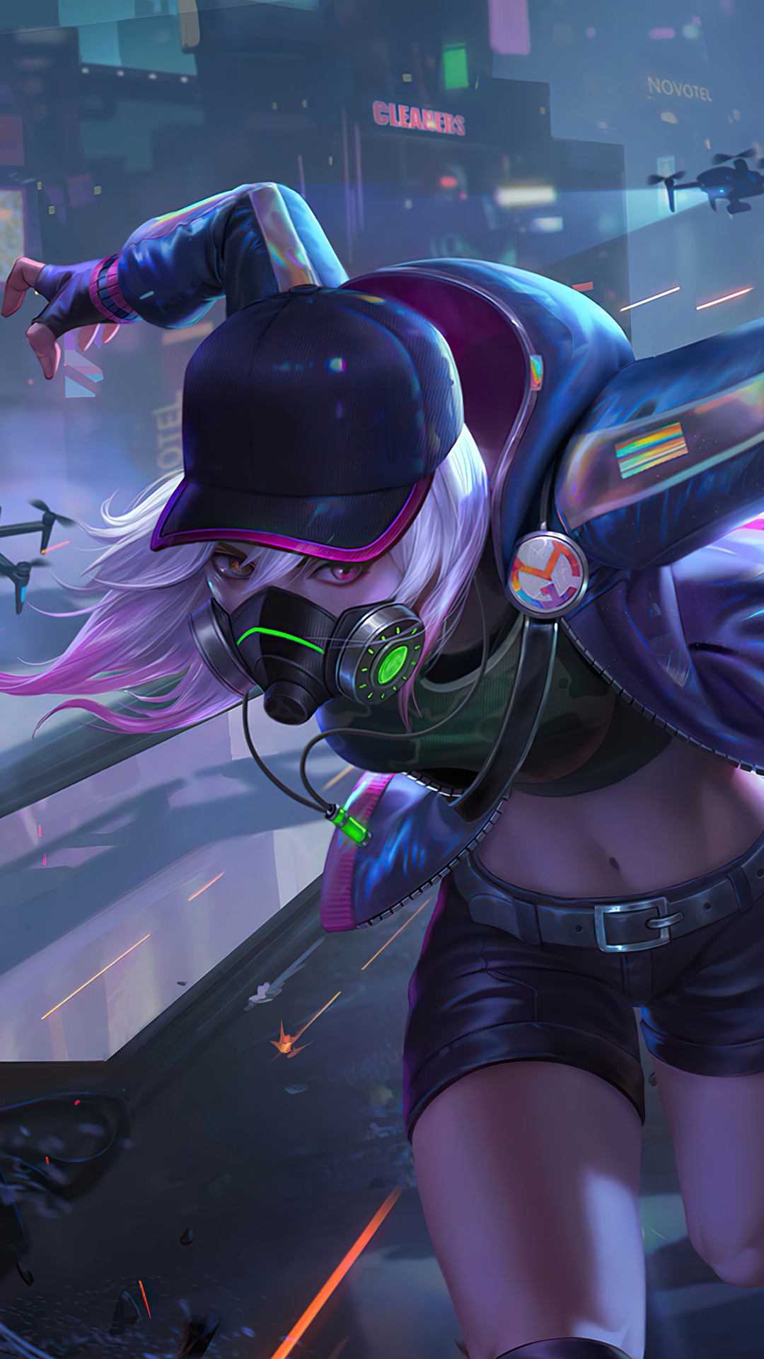 Natalia from Mobile Legends in Cyberpunk City HD Phone Wallpaper