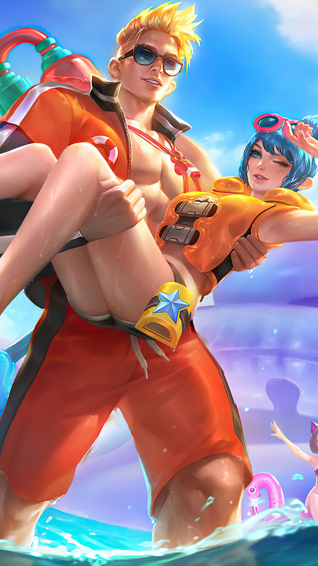 Claude and Fanny from Mobile Legends in Summer Outfits HD Phone Wallpaper
