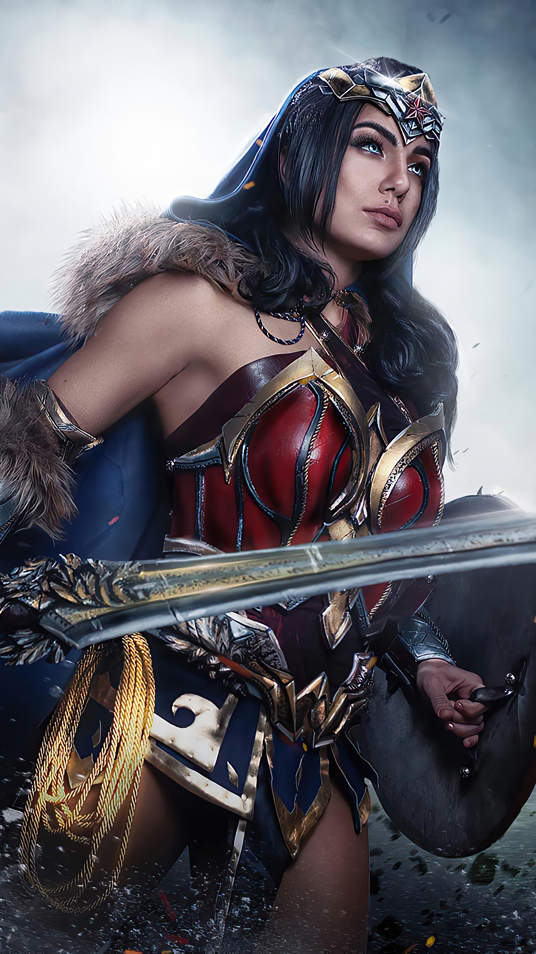 Wonder Woman from DC Comics Cosplay HD Phone Wallpaper