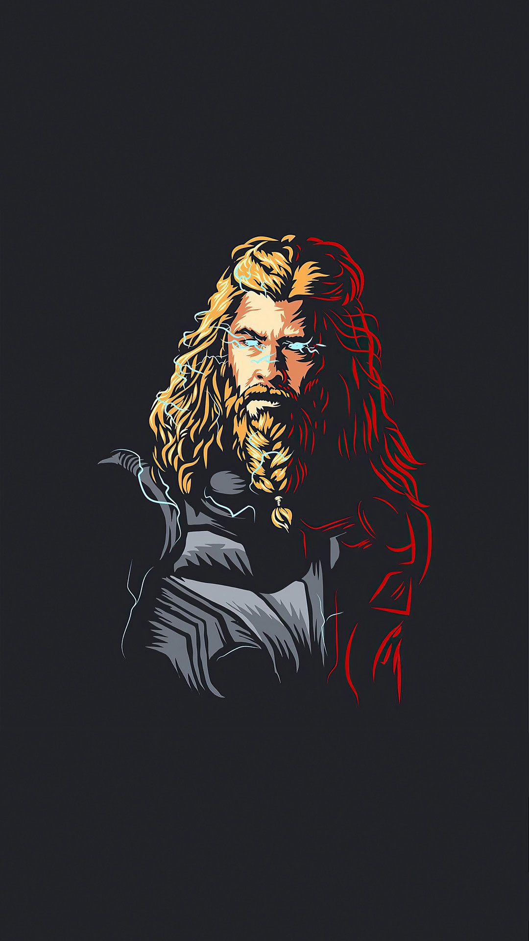 Thor from Marvel Comics, minimalist illustration HD Phone Wallpaper