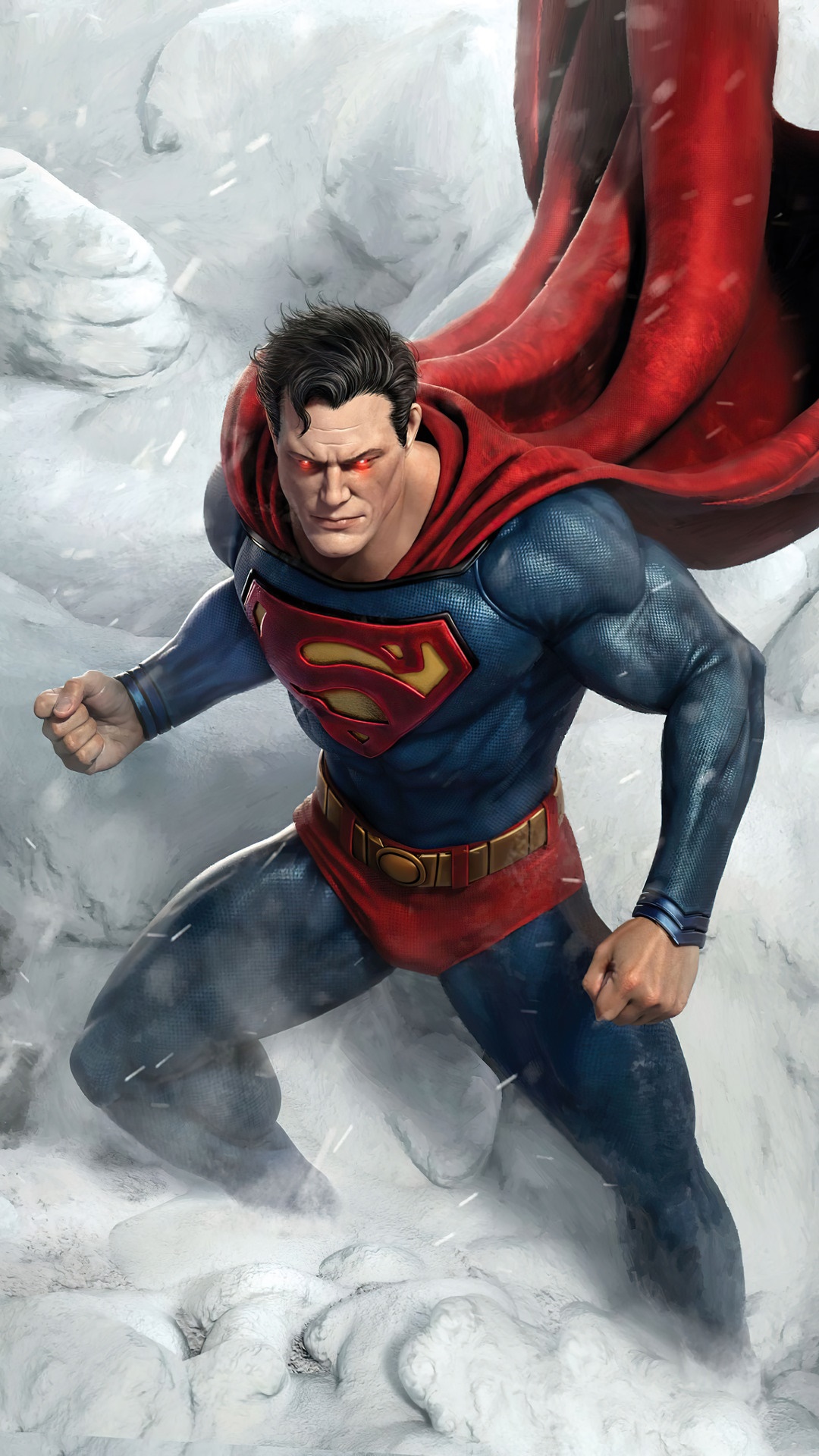 Superman from DC Comics in a snowy environment HD Phone Wallpaper
