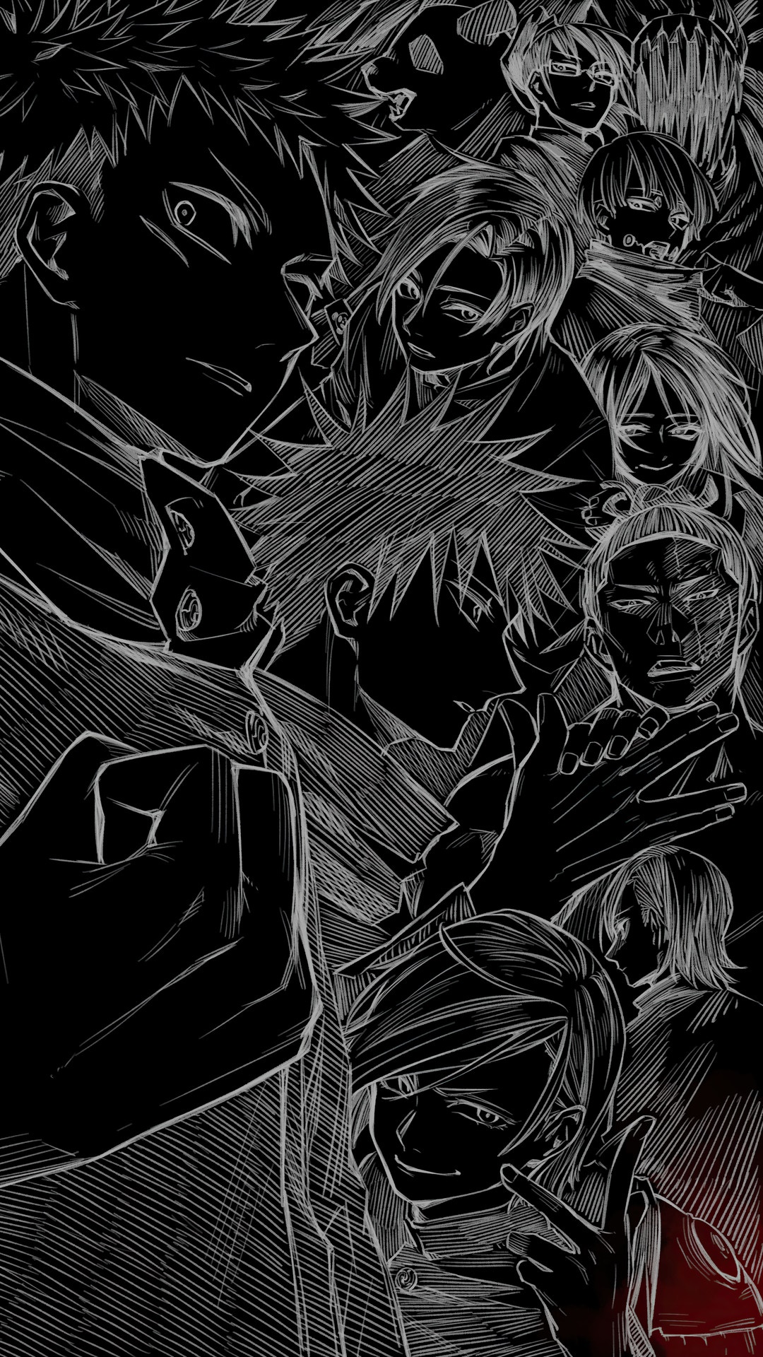 Jujutsu Kaisen characters collage HD Phone Wallpaper