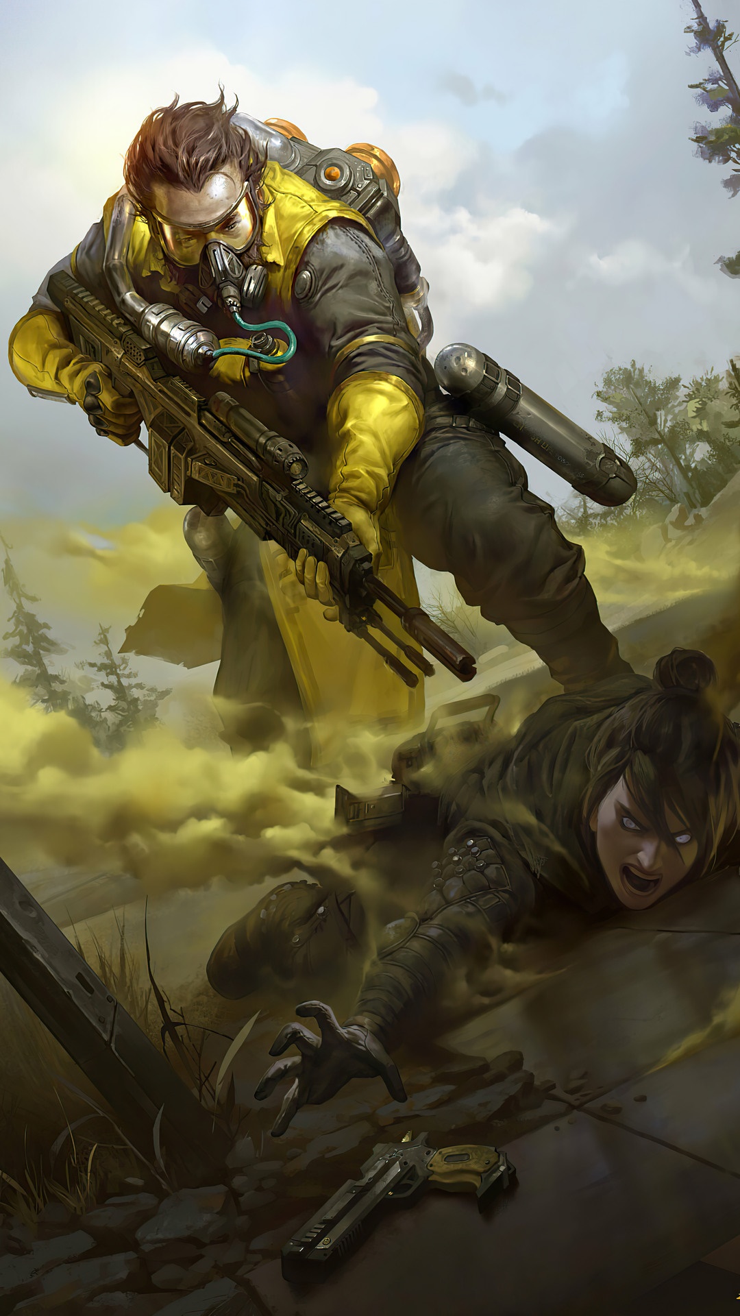 Caustic and Wraith from Apex Legends HD Phone Wallpaper