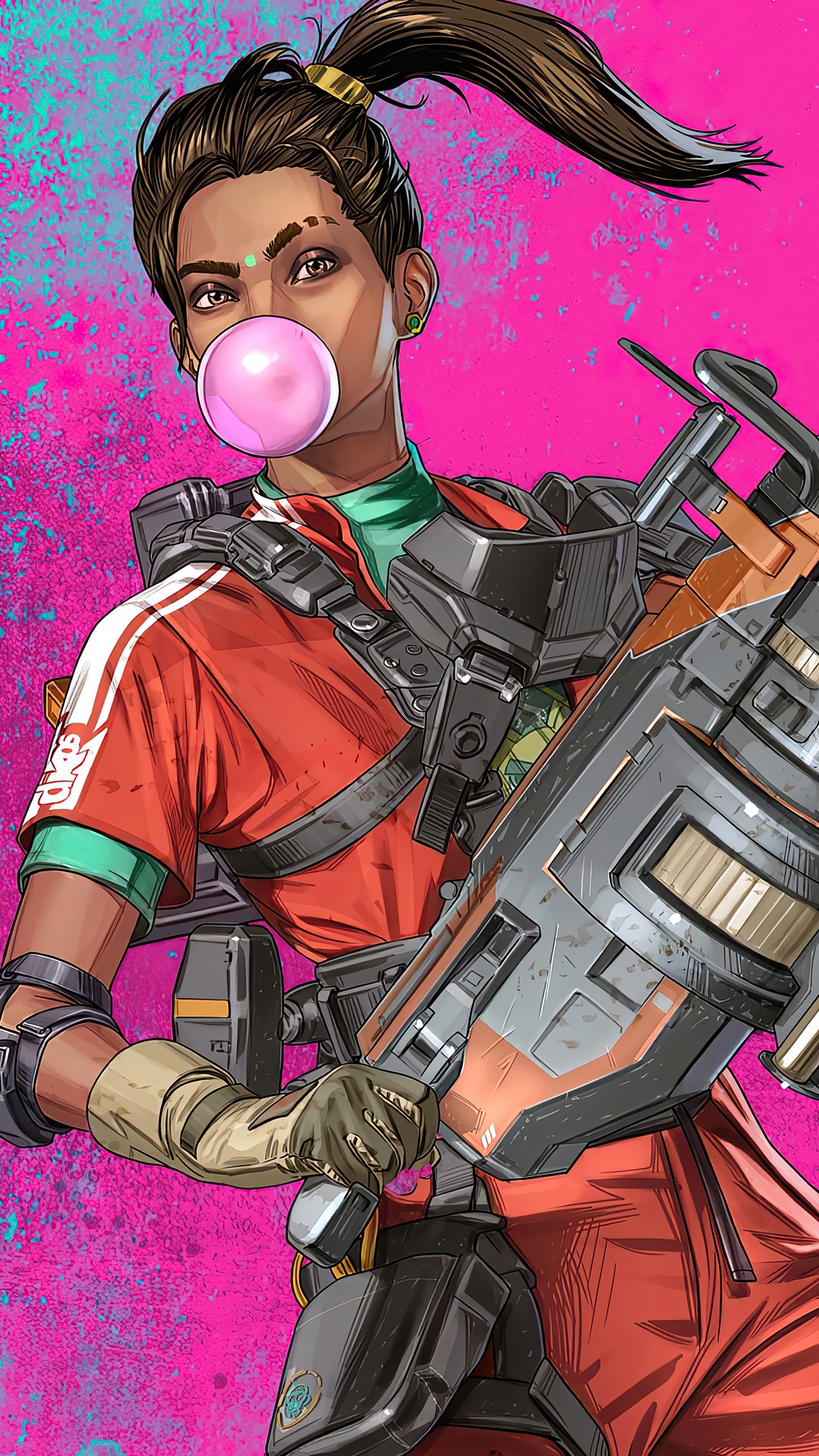 Rampart from Apex Legends with a large weapon HD Phone Wallpaper