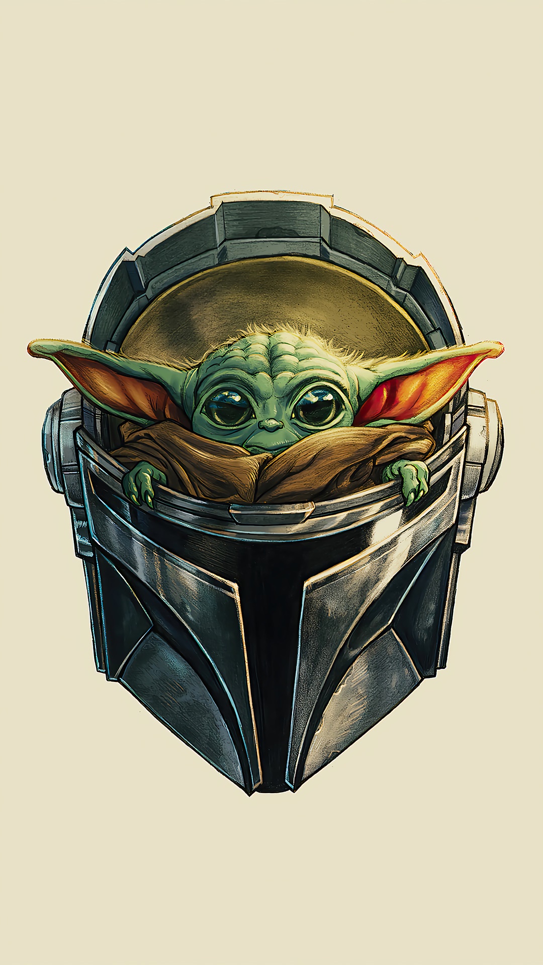 The Child (Baby Yoda) in The Mandalorian Helmet HD Phone Wallpaper