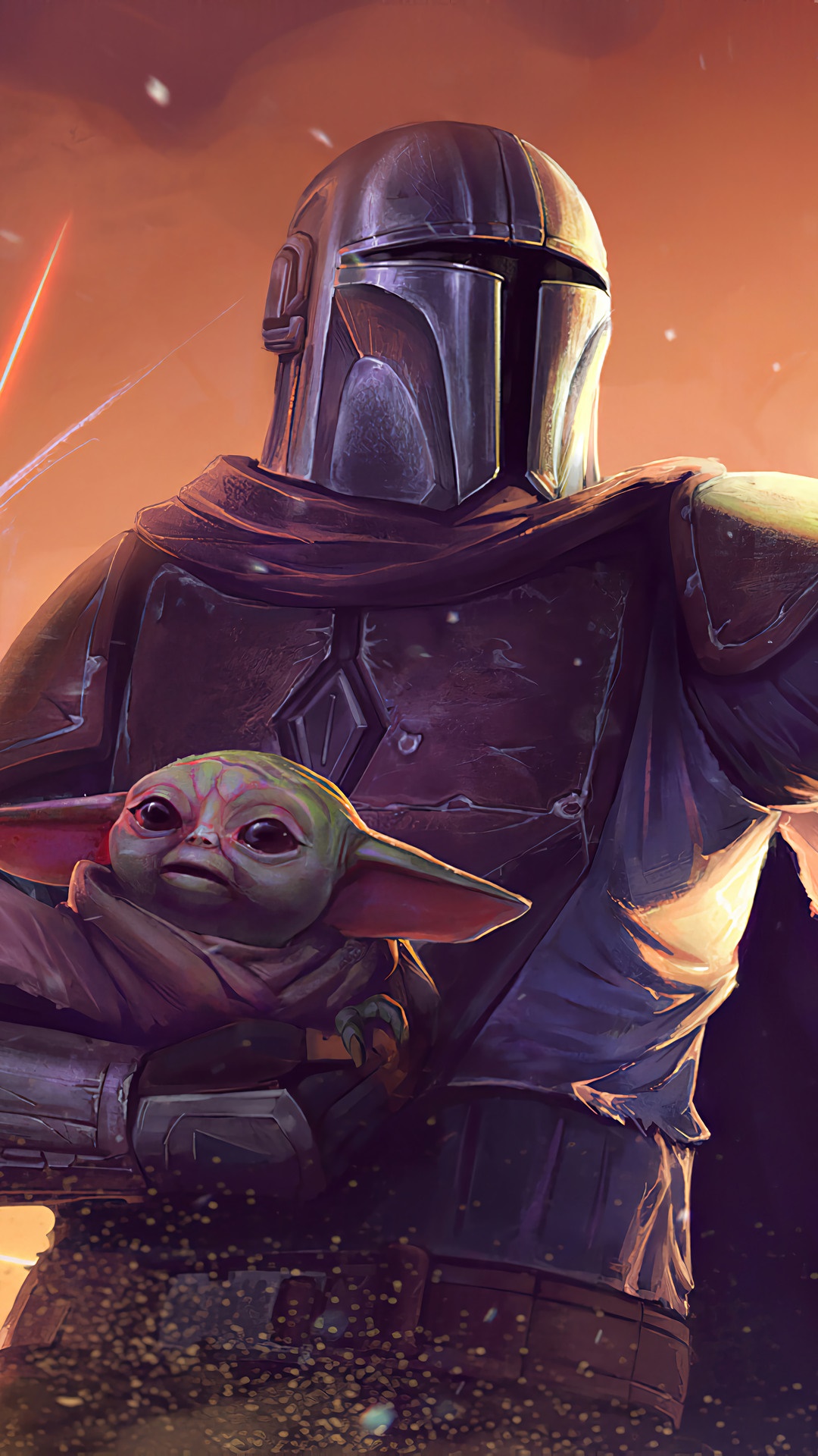 The Mandalorian and Grogu from The Mandalorian TV Series HD Phone Wallpaper