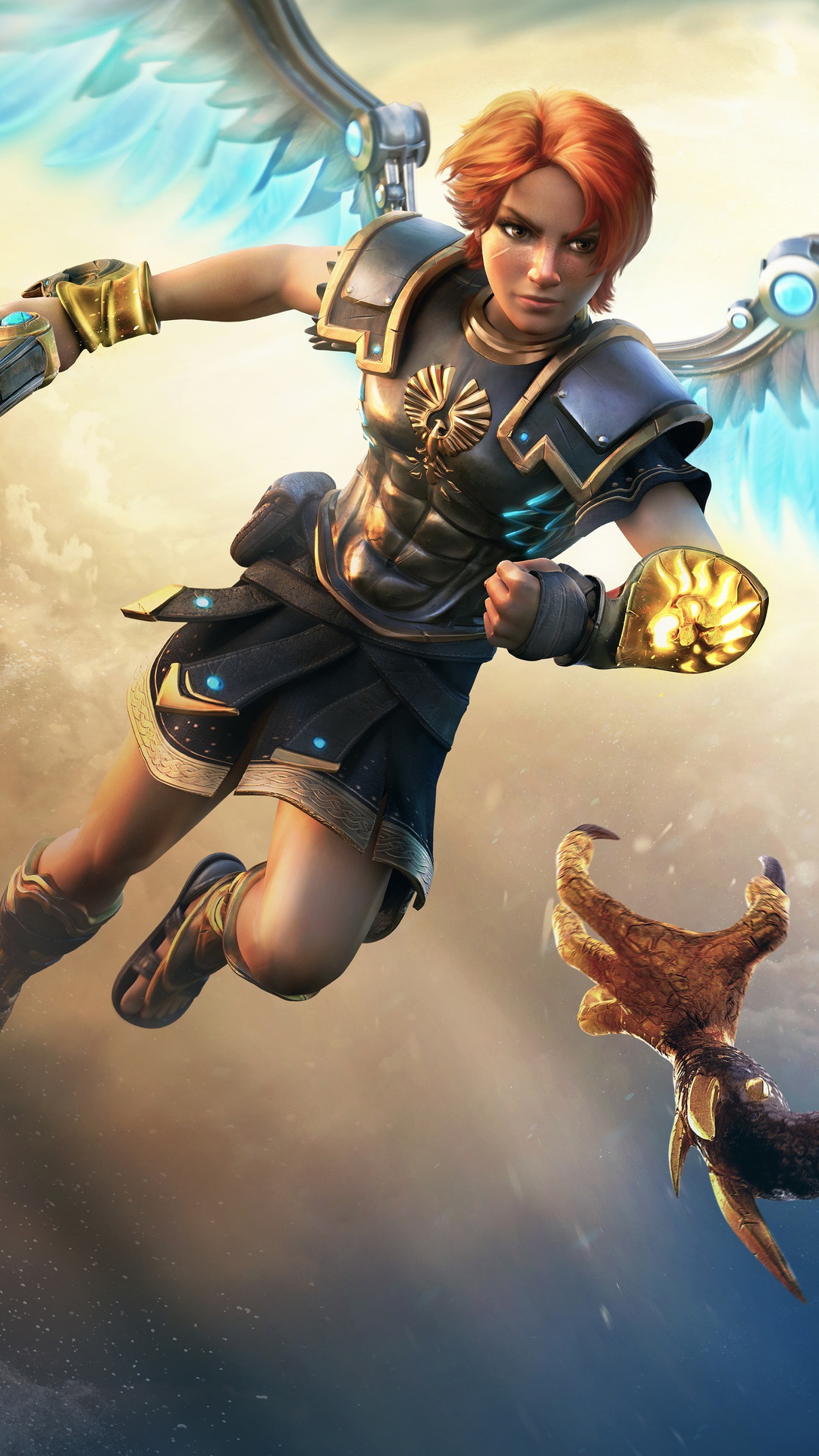 Immortals Fenyx Rising: Fenyx fighting a creature HD Phone Wallpaper