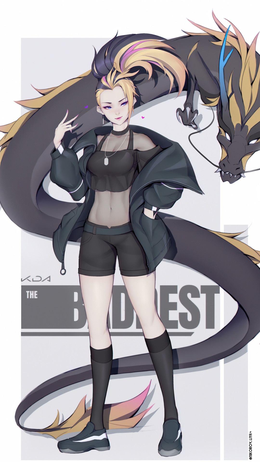 Akali from KDA The Baddest with a Dragon HD Phone Wallpaper